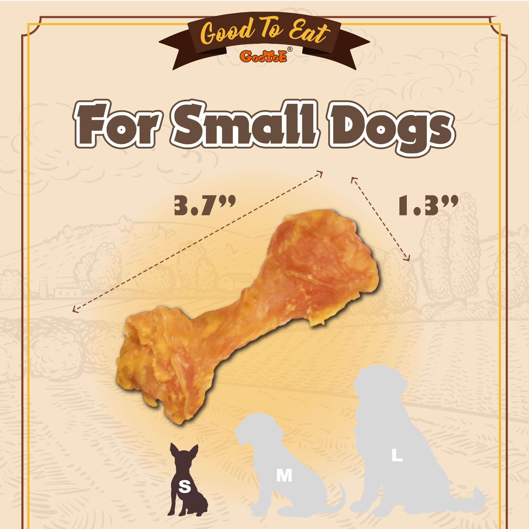 Gootoe Turkey Tendon Dog Treats, Bone (S) 1 lb, 100% USA Sourced Turkey, Natural Snack, Premium Puppy Chews, Hypoallergenic, Raw