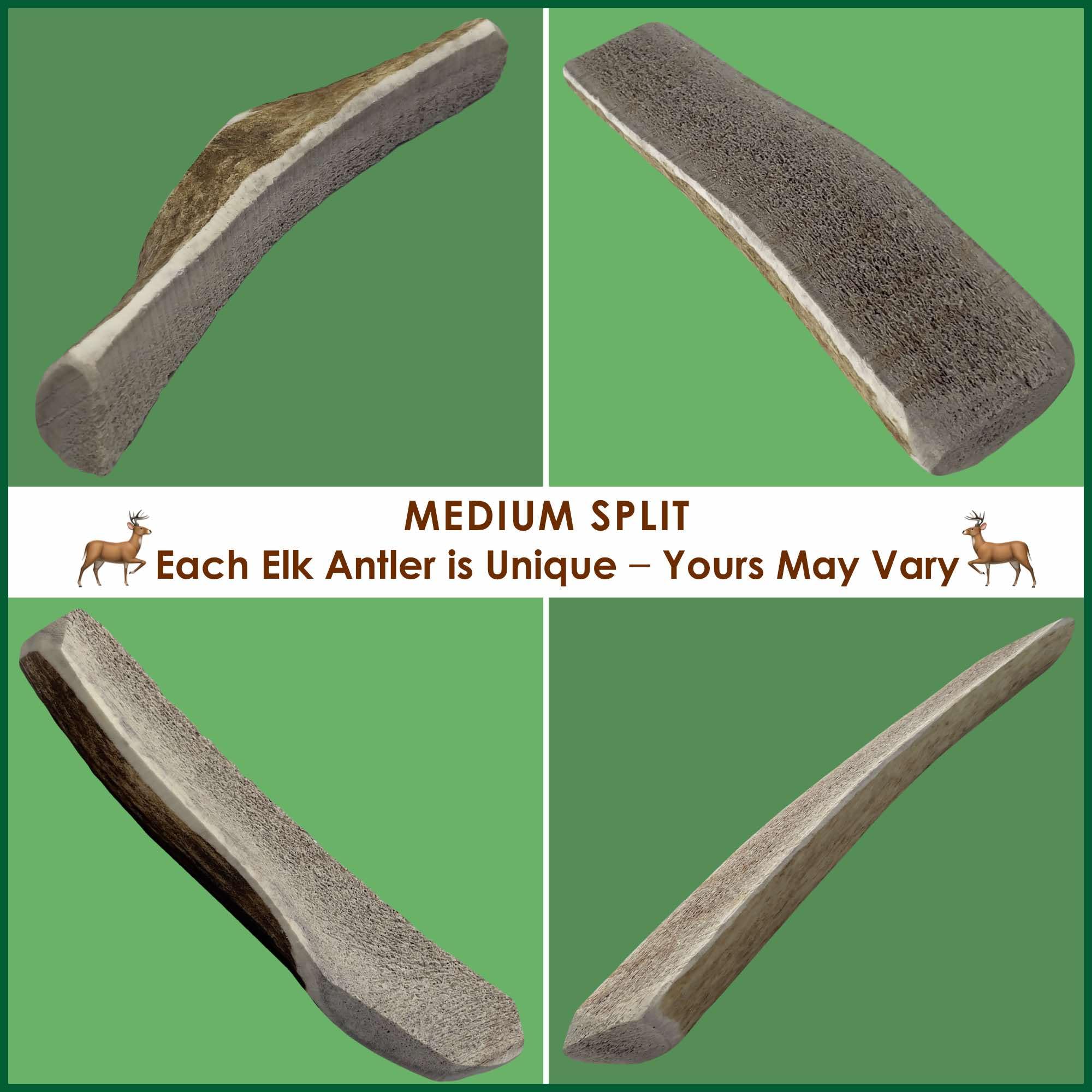 Deluxe Naturals 2-Pack Medium Split Elk Antler Dog Chews (5.5 to 7+ in) - All Natural, Premium Grade A, Odor-Free, USA-Sourced -