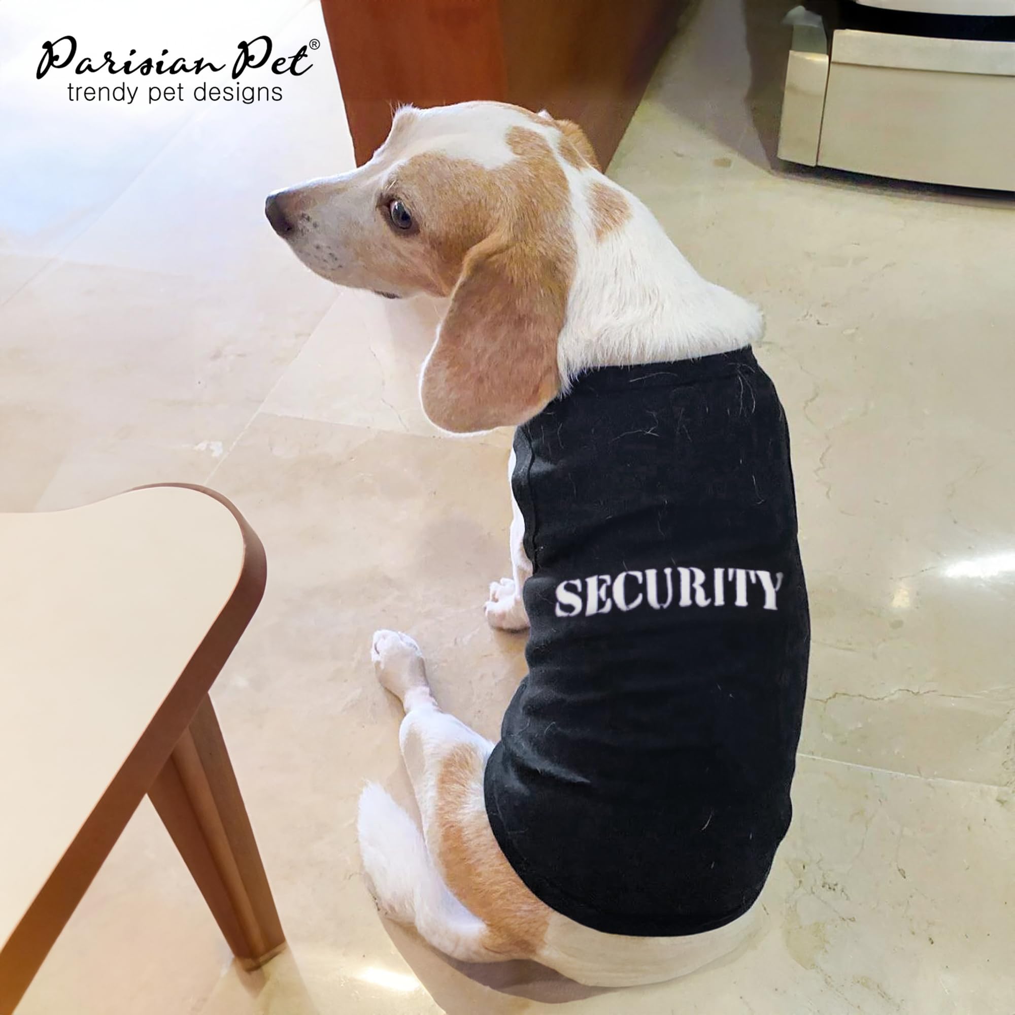Parisian Pet Dog T-Shirt With Embroidered 'Security' Word Dog Halloween Shirt - 100% Cotton, Breathable Dog Security Shirt - Sleeveless Pet Vest - Machine Washable Dog Shirts For Small Dogs - Xxs