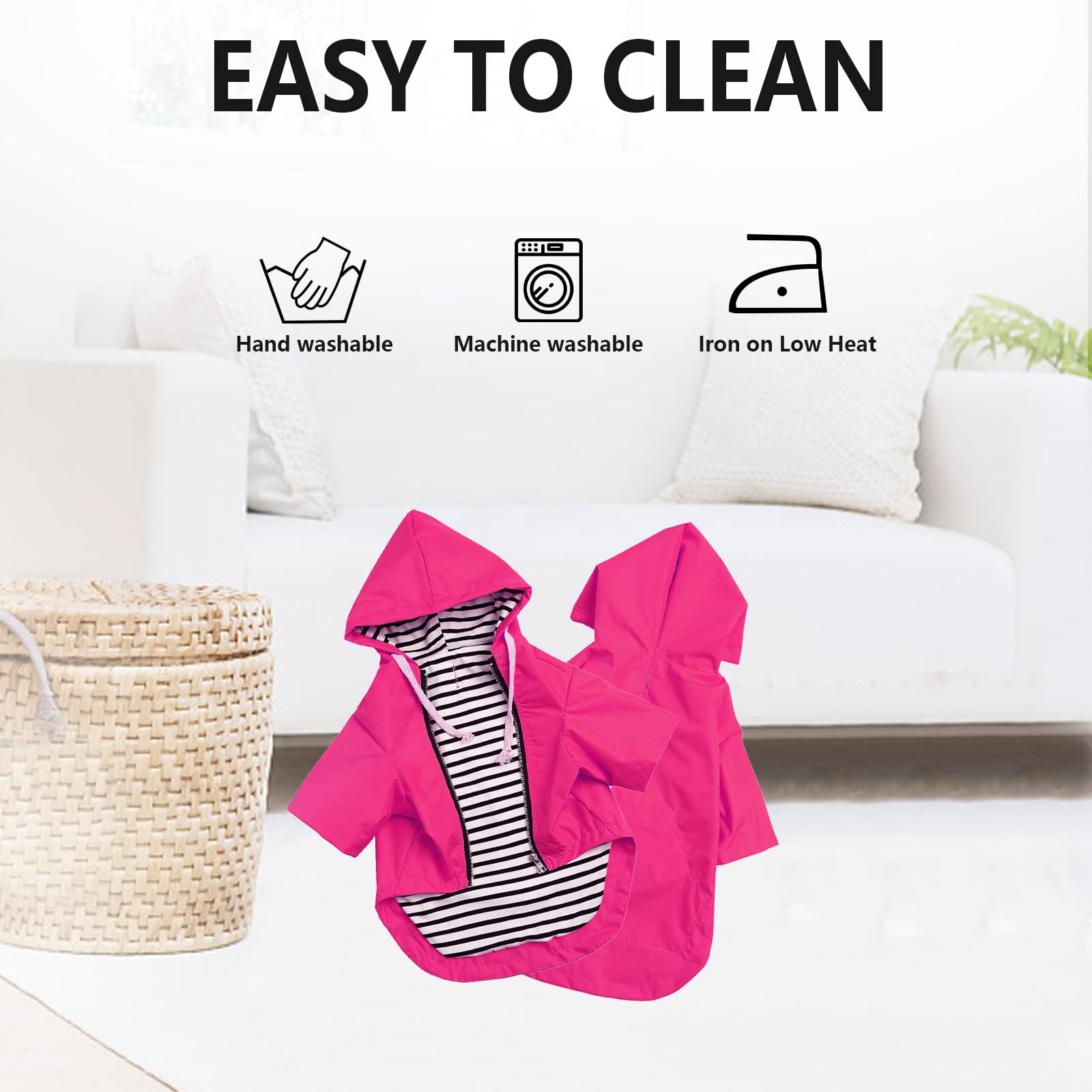 Dog Raincoat Waterproof Puppy Rain Jacket With Hood For Small Medium Dogs, Poncho With Reflective Strap, Storage Pocket And Harness Hole - Pink - Xs