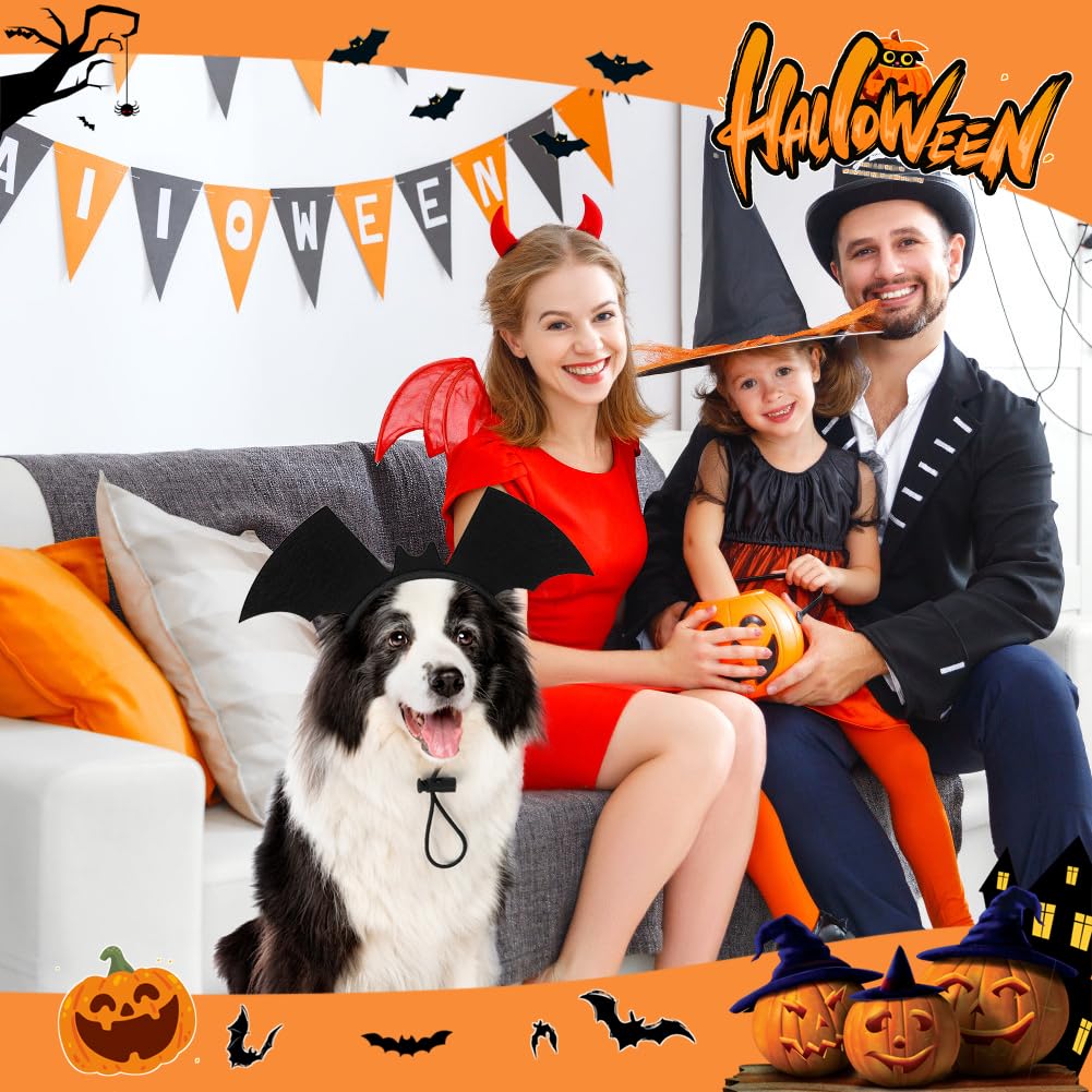 Vivifying Halloween Dog Bat Wing Headband 1 Pack – Adjustable Halloween Costume Accessories For Medium And Large Dogs, Cute Pet Headwear For Parties, Photos And Holiday Celebrations (Black)