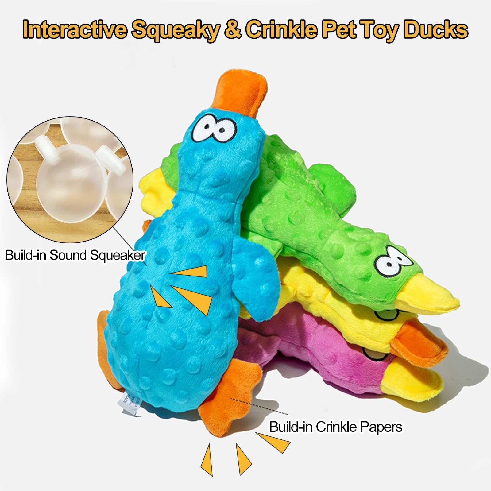 Adpartner Plush Squeaky Dog Toys, 2 Pack Squeak Duck Stuffed Squeaky Toys For Small, Medium Dogs To Keep Them Busy, Interactive