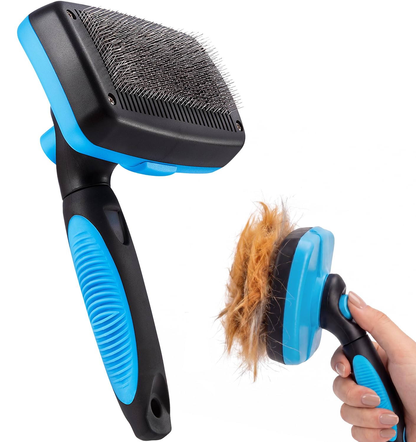 BOSHEL Dog Slicker Brush  Self Cleaning Brush  Cat & Dog Grooming Brush for Small, Medium & Large Pets  Pet Slicker Brush for