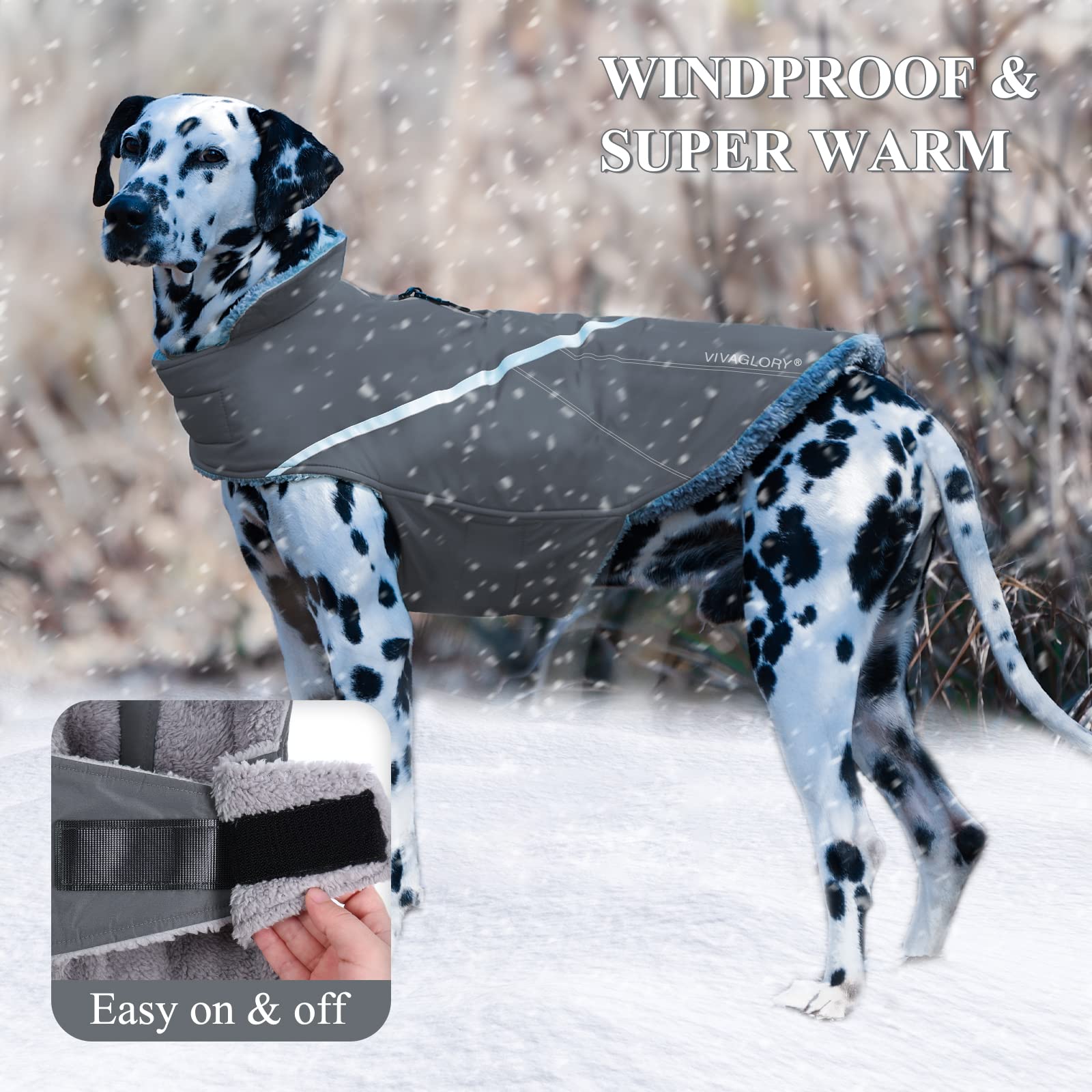 Vivaglory Dog Cold Weather Coats, Super Warm And Cozy Dog Jacket For Cold Weather, Sports Style Dog Fleece Jacket For Small Dog, Grey, Xxs