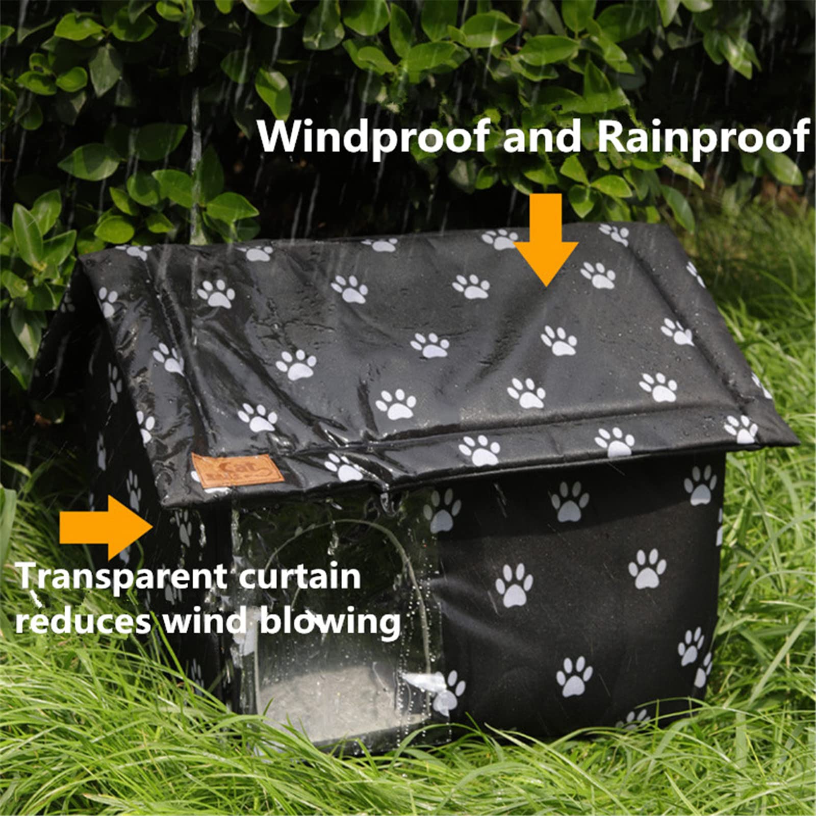 Stray Cats Shelter Cat Bed, Outdoor Waterproof Windproof Foldable Warm Pet Cave, Oxford Stray Cats Shelter Pet Supplies Wild Cat/Dog Winter Warm Cat House - House(M)