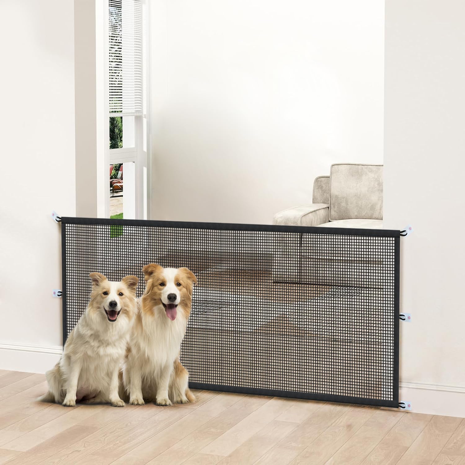 Dog Gate Indoor Pet Gates For Stairs: Dogs Screen Mesh Gate For The House Magic Gate For Kitchen Doorways Hallway Stairways Safety Porch Yard 30 Inch Tall, 60 Inch Wide