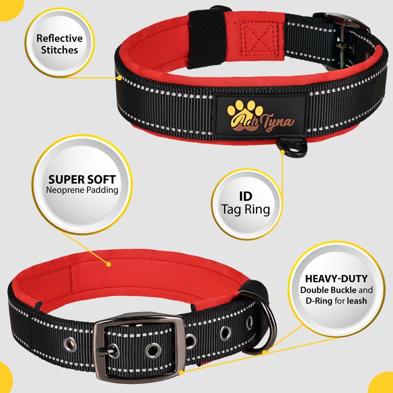 ADITYNA Ultra Comfortable Soft Neoprene Padded Dog Collar for Medium Dogs