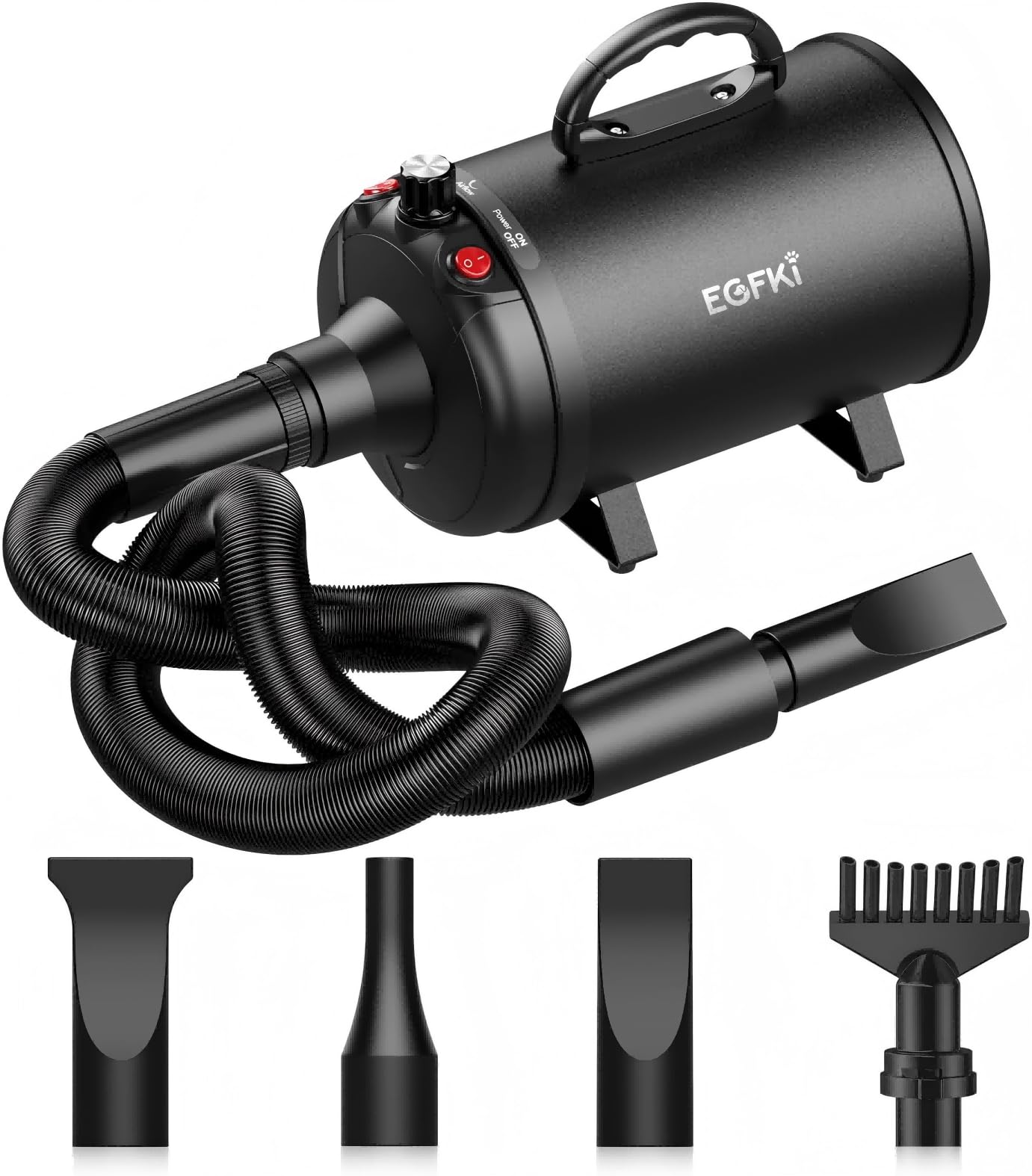 Egfki Dog-Hair-Dryer, 5.2Hp/ 3800W High Velocity Pet Blow Dryer With Heater For Grooming, Speed Temperature Adjustable Dog Blowe