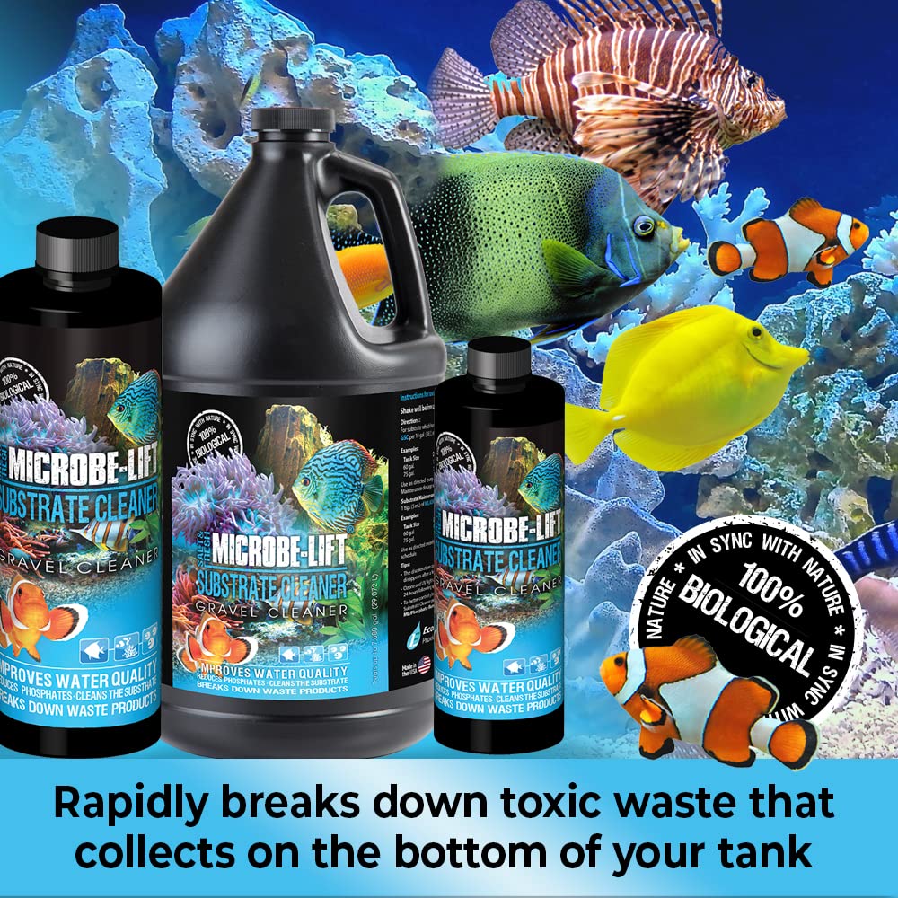 MICROBE-LIFT Gravel & Substrate Cleaner for Freshwater/Saltwater Tanks, 64 oz, Black, Model GSC64