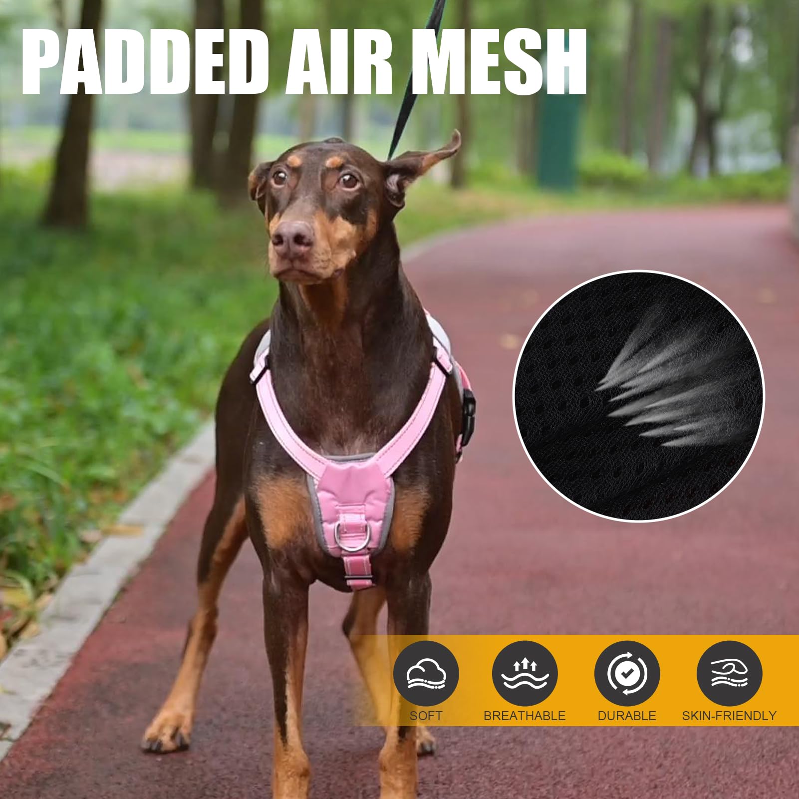 Mihachi Dog Harness For Medium Dogs, Escape Proof No Pull Service Vest With Reflective Strips And Control Handle, Adjustable And