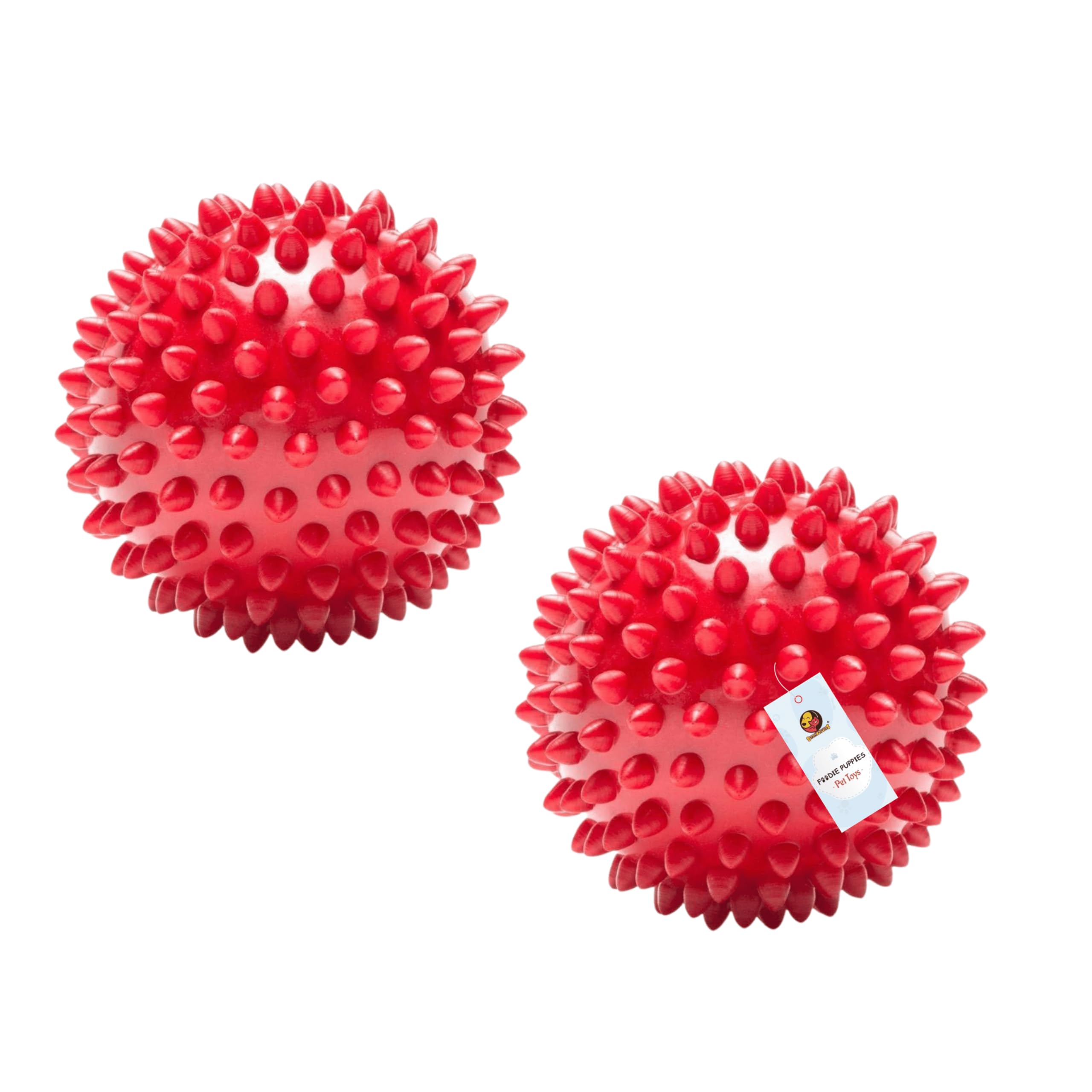 Foodie Puppies Natural Rubber Spike Ball  2.8inch/ 7cm (Pack of 2) | Suitable for Small to Medium Dogs and Puppies | Chewing, T