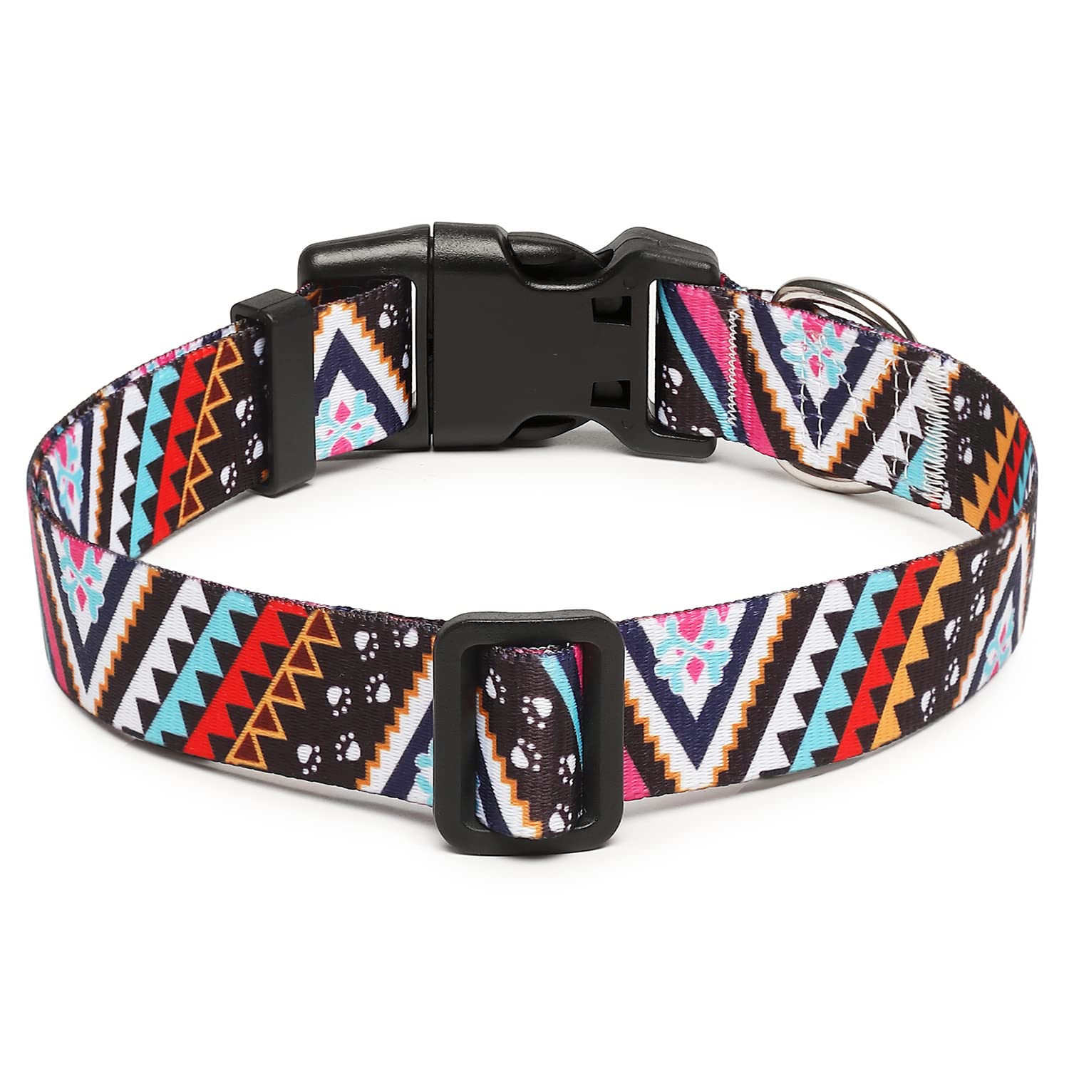 Mercano Adjustable Dog Collar - Special Design Patterns, Soft Nylon Comfortable Durable Pet Collar For Small Medium Large Dogs (S, Ethnic Pink)