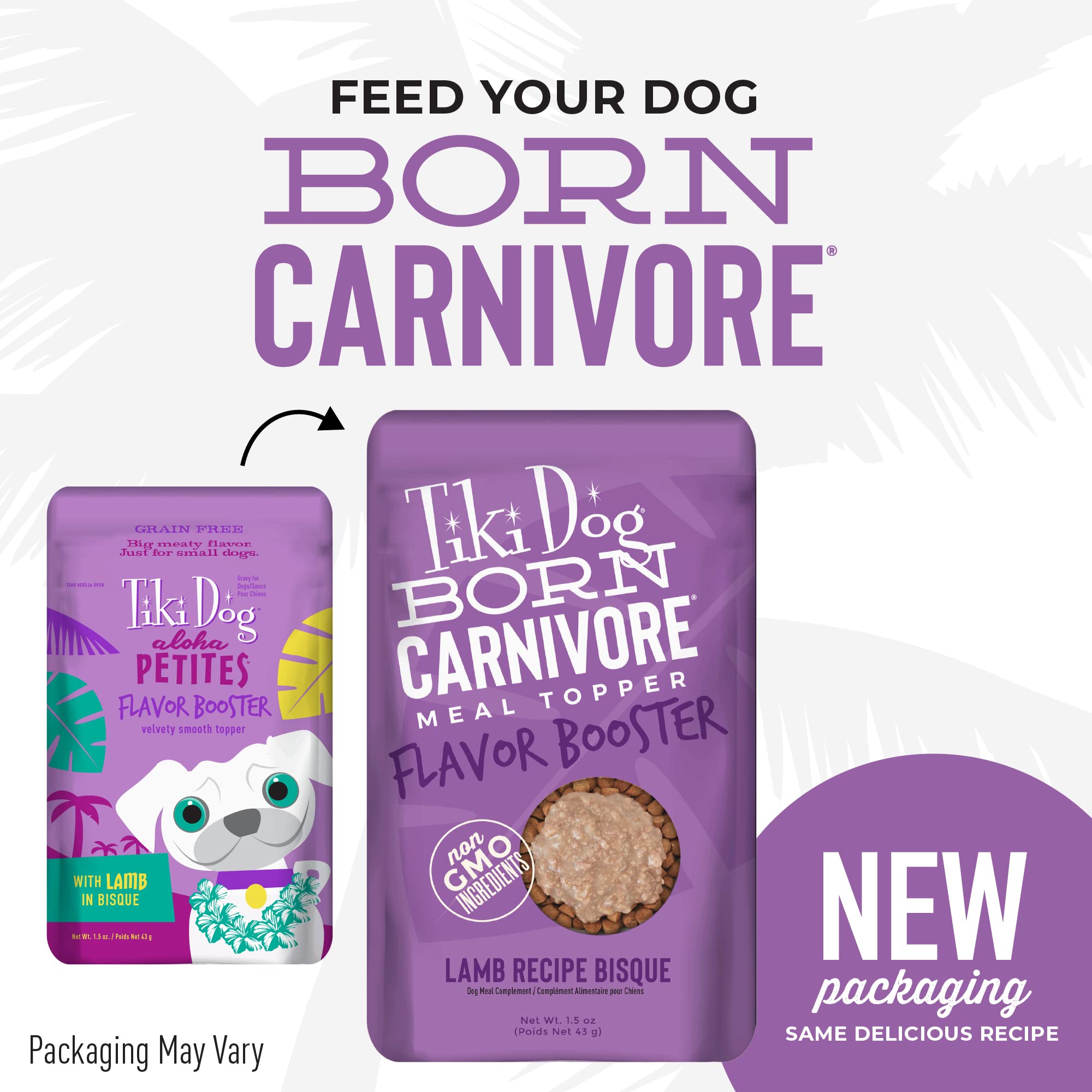 Tiki Dog Born Carnivore Flavor Booster, Lamb Recipe Bisque, Grain Free Meat Based Treat, Meal Topper for All Dog Breeds and All