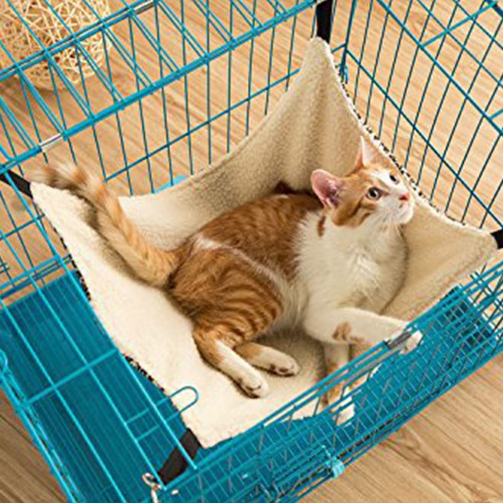 Wzyuan Pet Cage Hammock, Polyester Polka Dot Small Pet Animal Small Dog Puppy Cat Kitty Kitten Ferret Hanging Hammock Bed Sleepy Pad Comforter Black And White