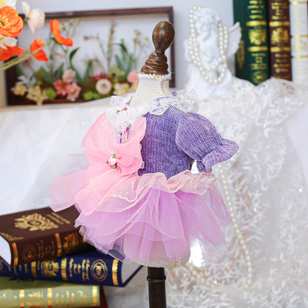 Marupet Fashion Sweet Puppy Dog Blingbling Princess Skirt Pet Dog Lace Cake Camisole Tutu Dress K-Purple S