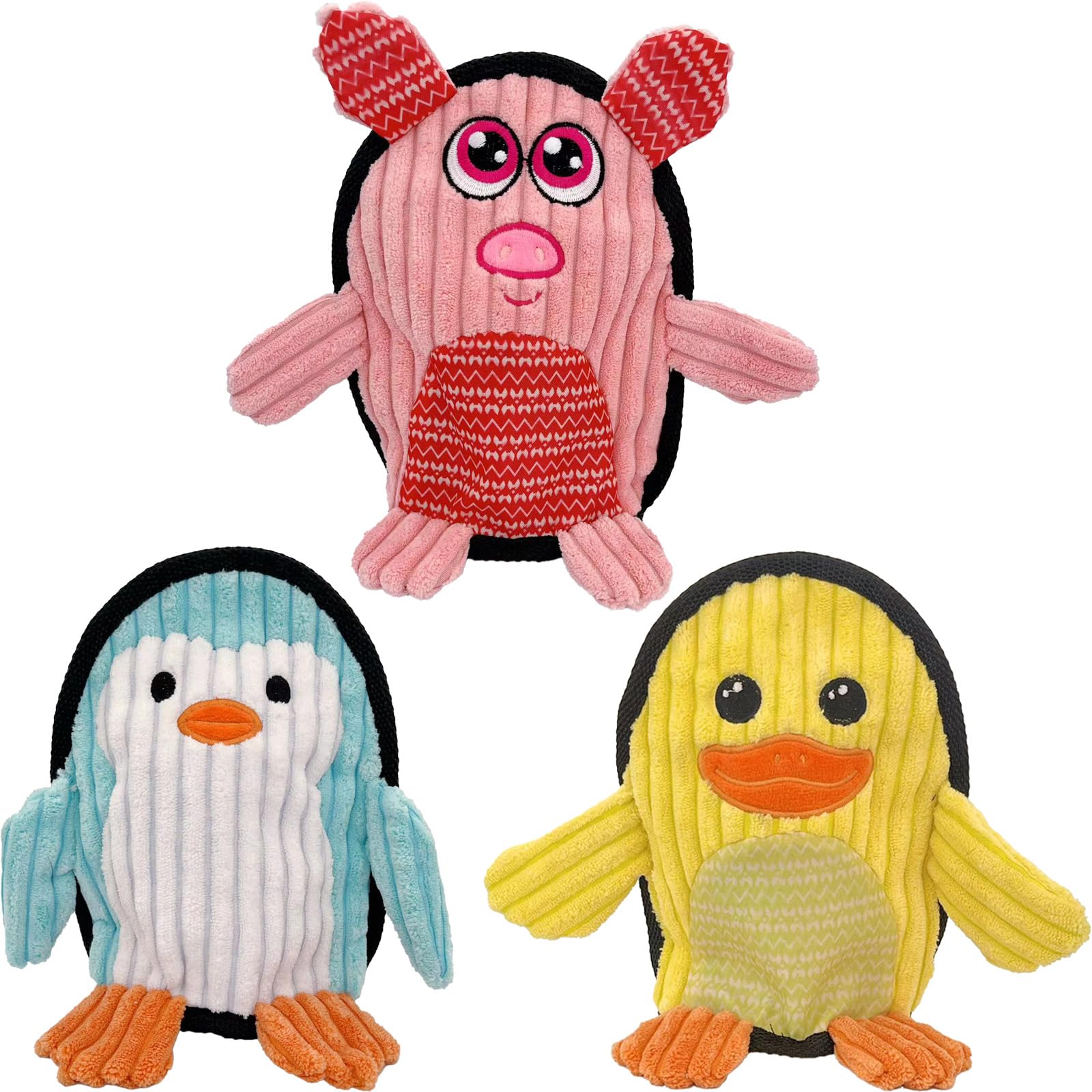 Aimeting Squeaky Dog Toys 3 Pack, Soft And Tough Dog Plushes, No Stuffed Toy Sets, Durable Pet Chew Toys For Small, Medium And L