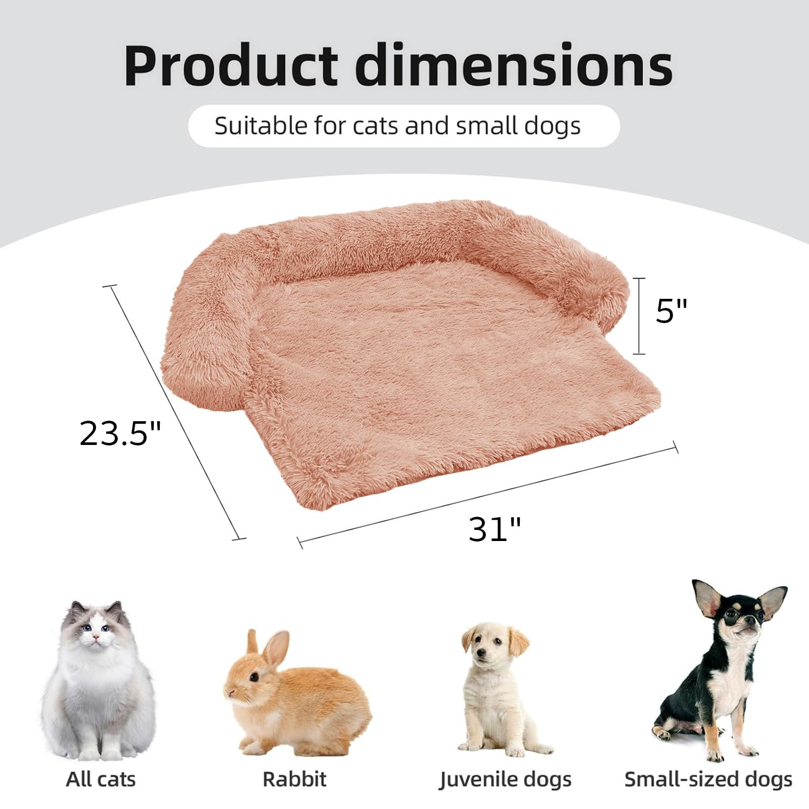 GGIB Calming Dog Bed Fluffy Plush Dog Mat for Furniture Protector with Removable Washable Cover for Large Medium Small Dogs and