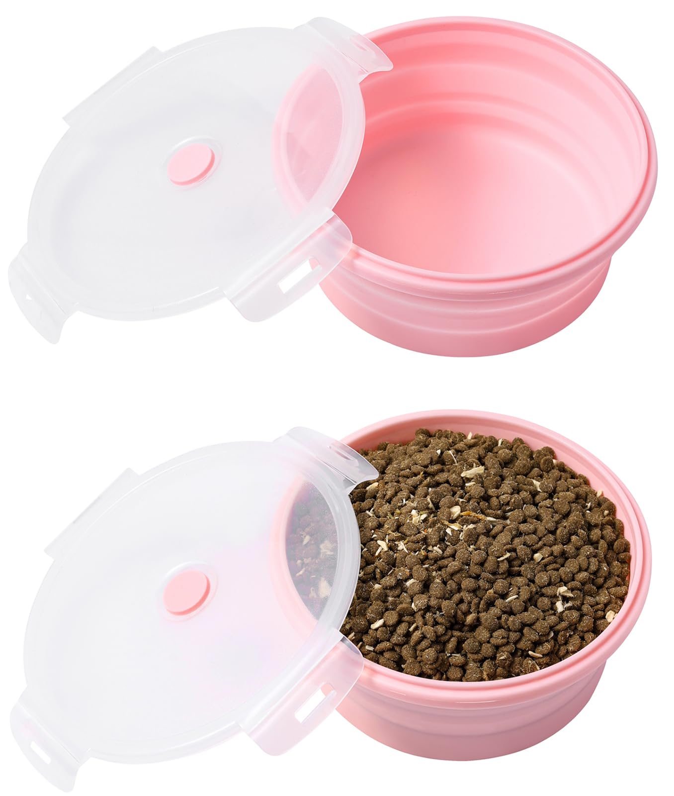 Joyinjojo Collapsible Dog Bowls with Lids, 2 Pack Portable Travel Dog Bowls for Small Medium Large Dogs, Silicone Foldable Outdo