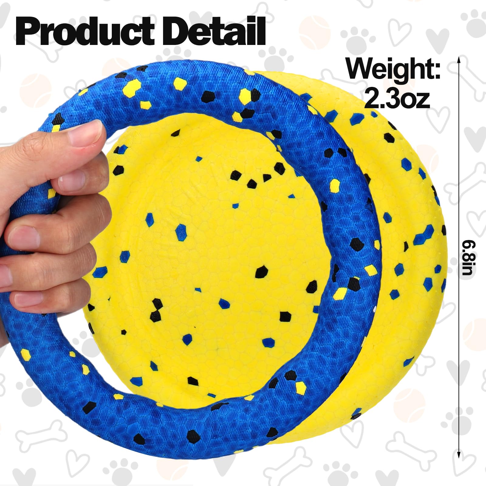 Floating Dog Toys -E-Tpu Water Pool Fetching Toy With Rope For Small Medium Large Pet, Ring And Plate Shape Indestructible Inter