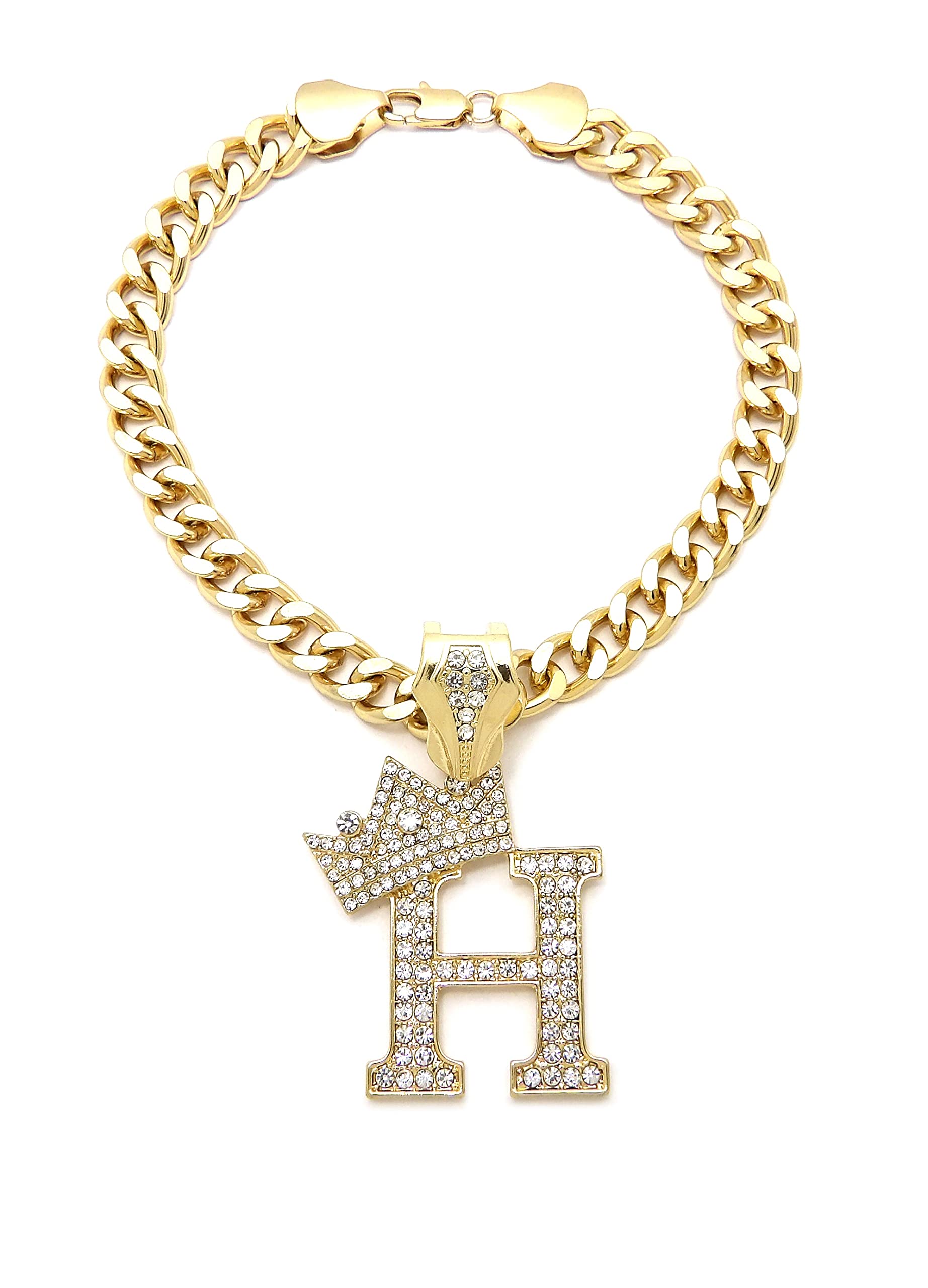 Initial Letter Cuban Chain Dog Chain Pet Chain Pet, Cat, Puppy Necklace (H, 12'')
