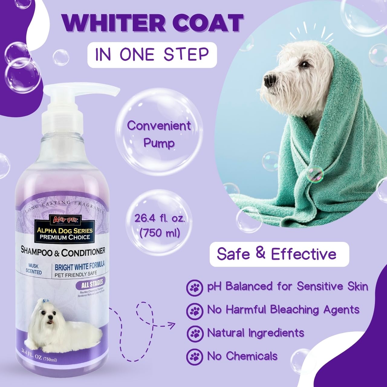 Alpha Dog Series Bright White Shampoo And Conditioner Set With Aloe Vera Ph Balanced Dog Grooming Shampoo And Conditioner For Do