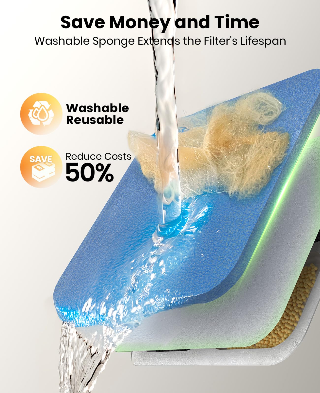 oneisall Stainless Steel Dog Water Fountain Filters - PW07 Model, 10L/2.64Gal, 8 Set