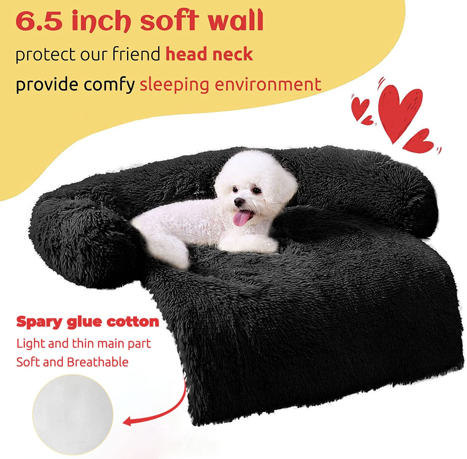 Hachikitty Dog Sofa Bed Mat Cover Soft Plush, Couch Cover For Dogs Dog Mat For Furniture Protector Pet Sofa Mat For Dogs, Dog Furniture Bed Sofa Cushion Washable Dogs Bed Mats(X-Large Black)