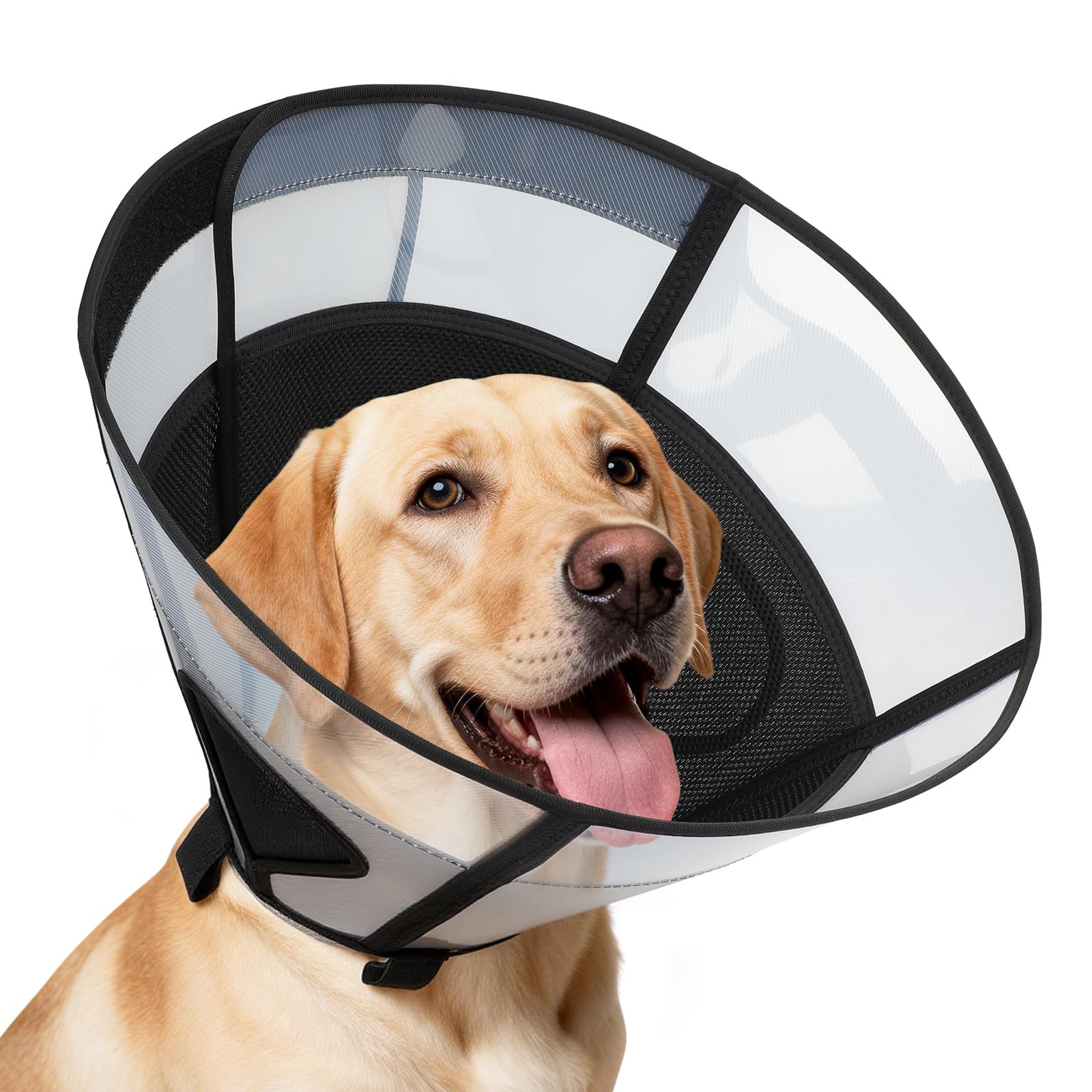 Soft Dog Cone Collar for Large Dogs, Mesh Windows Transparent E Collar for Dog, Anti-Bite Lick Wound Healing After Surgery Neute