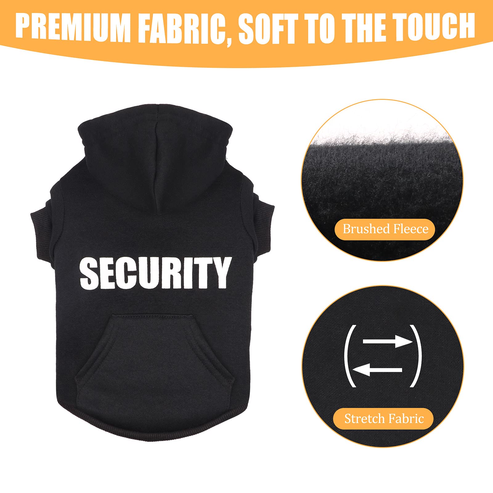 Security Dog Hoodie Dog Sweaters For Large Dogs Soft Brushed Fleece Clothes Hoodie Sweatshirt With Pocket(L)