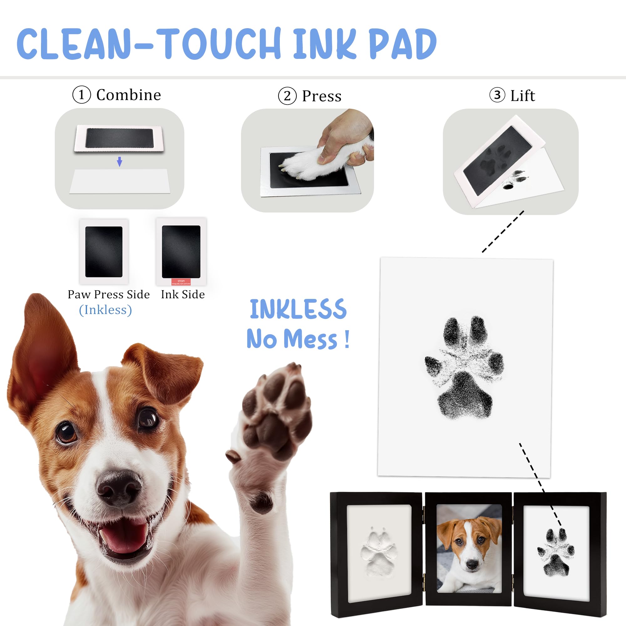 Mypawlets Ink&Clay Paw Print Kit Keepsake,Inkless Ink Pad & Soft Clay For Dogs/Cats Paw Prints,Pet Paw Print Impression Kit,Paw