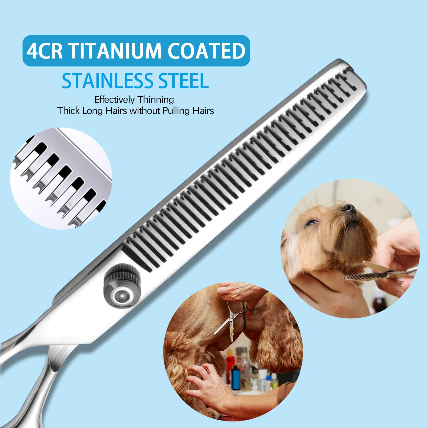 Maxshop Dog Grooming Scissors Kit, Heavy Duty Titanium Stainless Steel Professional Pet Grooming Scissors Kit With Comb, Straigh