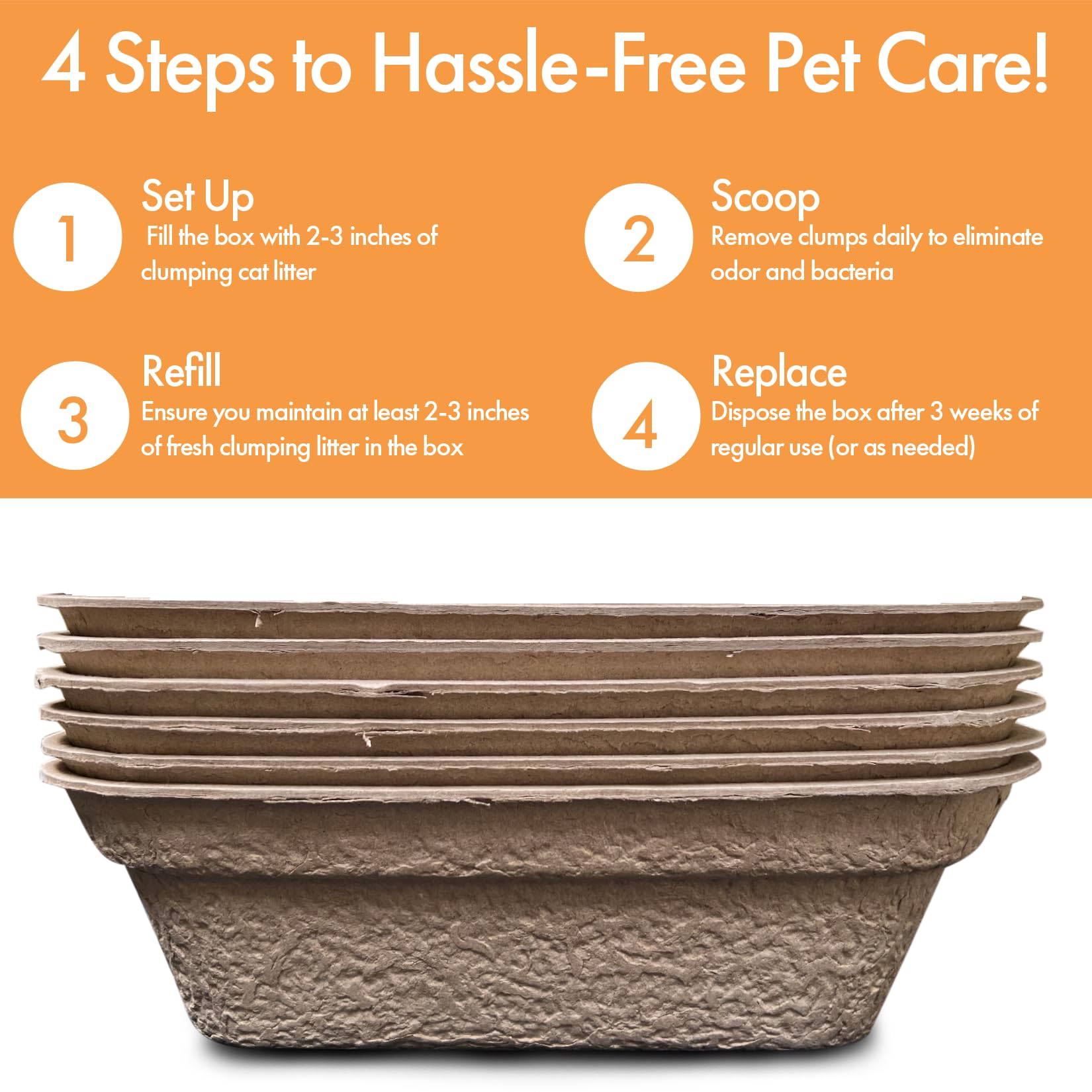 Animaru Disposable Litter Boxes - Large 6-Pack, Brown, Model DCLB-FAMILY