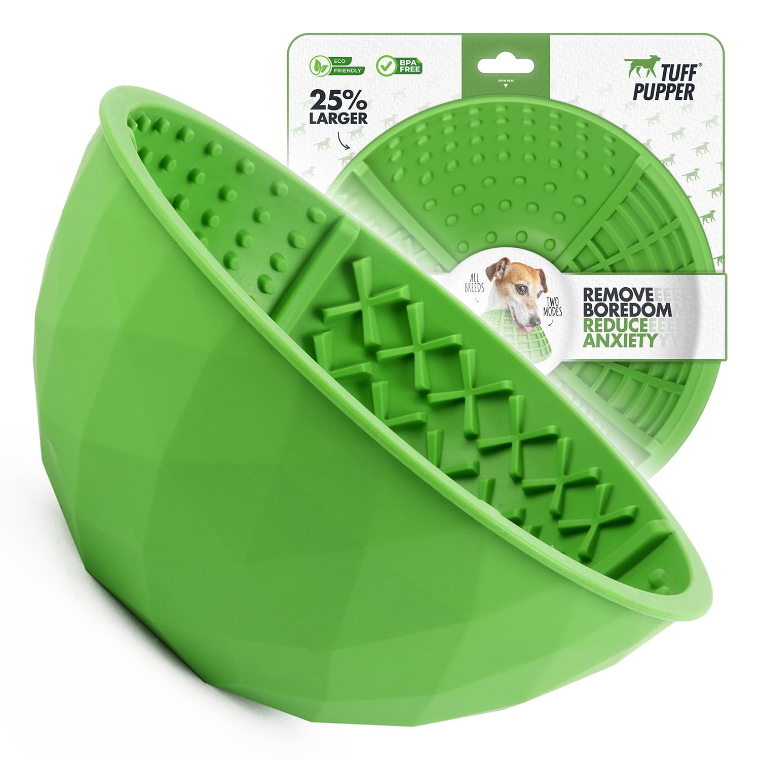 Tuff Pupper XL Dog Lick Bowl | Thick Silicone Lick Mat | Long Lasting 4 Texture | Large Slow Feeder Bowl | Calms Anxiety & Bored