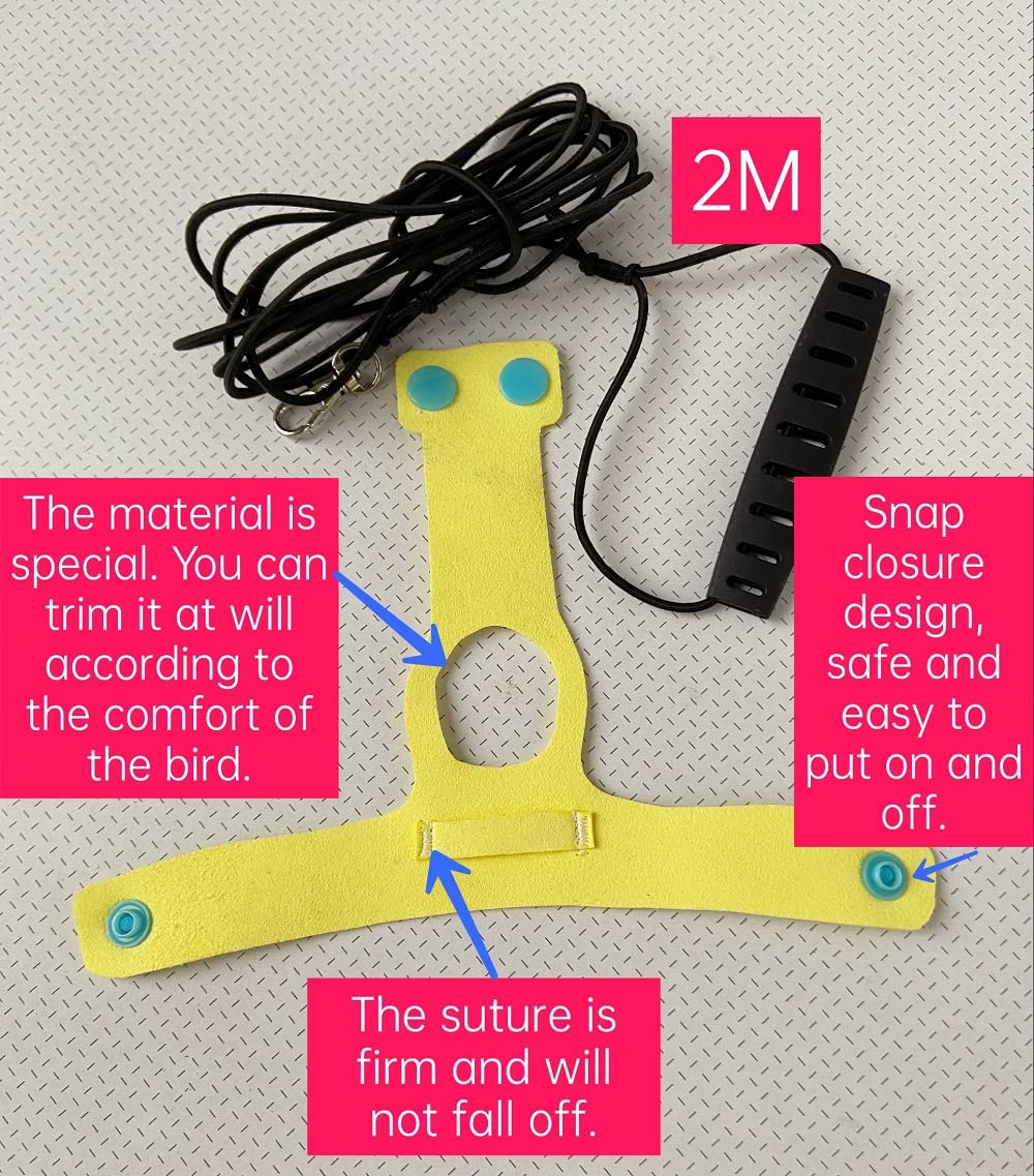 Bird Flight Harness Vest, Parrot Flight Suit With Leash For Parakeets Cockatiels Conures Budgies, Bird Flying Clothes With Rope And Handle For Outdoor Activities Training, Anti Bite (L, Yellow)