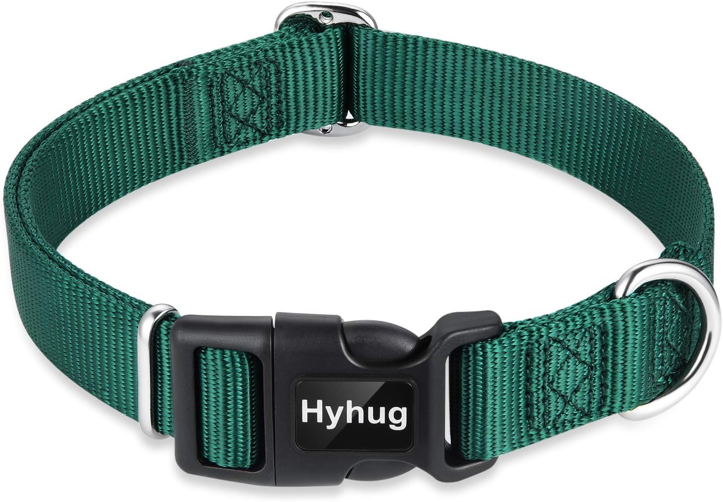 Hyhug Pets Solid Color Classic Regular Heavy Duty Basic Collar For Small Dogs, Unique Design Adjustment Triglide Slide (Buckle) 