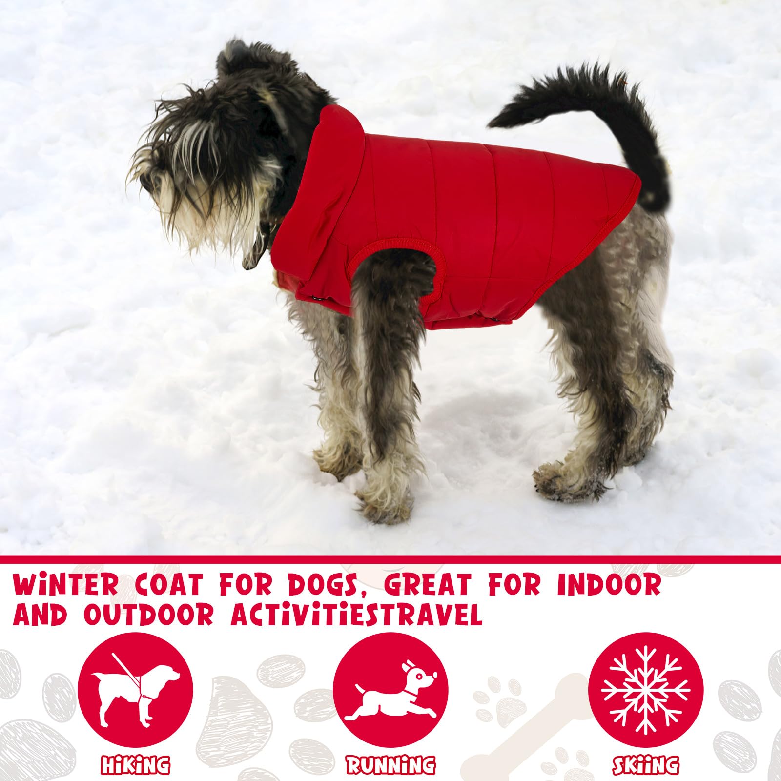 Syhood 2 Pieces Dog Jacket 2 Layers Fleece Lined Dog Jacket Warm Soft Windproof Small Pet Coat For Winter Cold Weather(Medium,Re