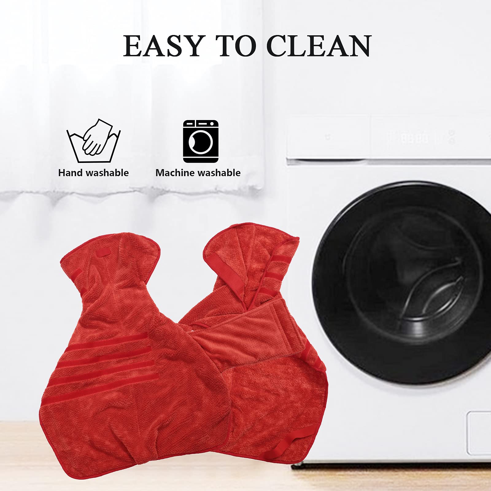 Geyecete Dog Bathrobe Towel Dog Drying Coat-Dry Fast Dog Bag-Pineapple Grid Fast Drying Super Absorbent Pet Dog Cat Bath Robe Towel-Red-Xxl