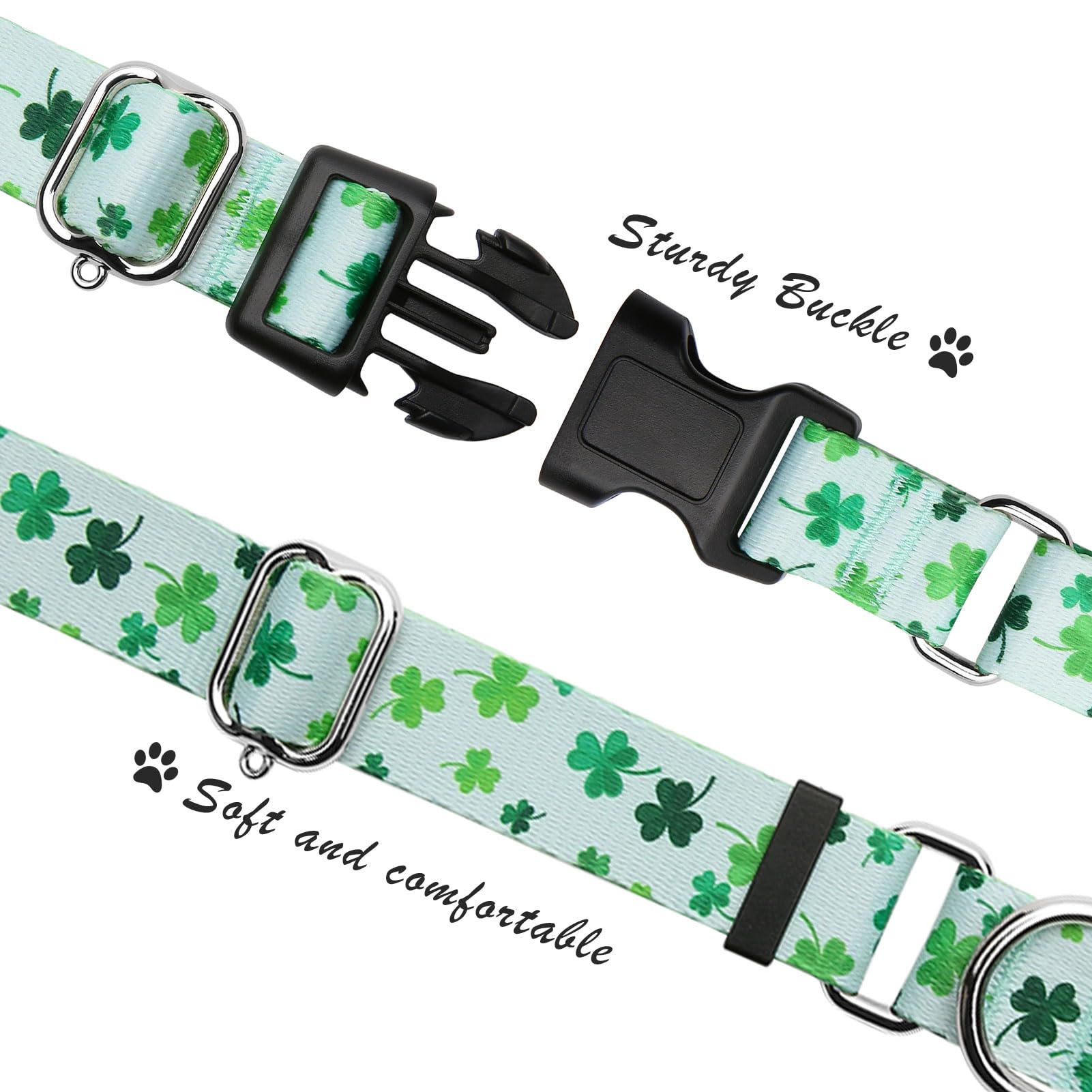 Hikiko St Patrick'S Day Martingale Collar For Dogs With Quick Release Buckle Nylon Adjustable Dog Collars Pet Gift Walking Train