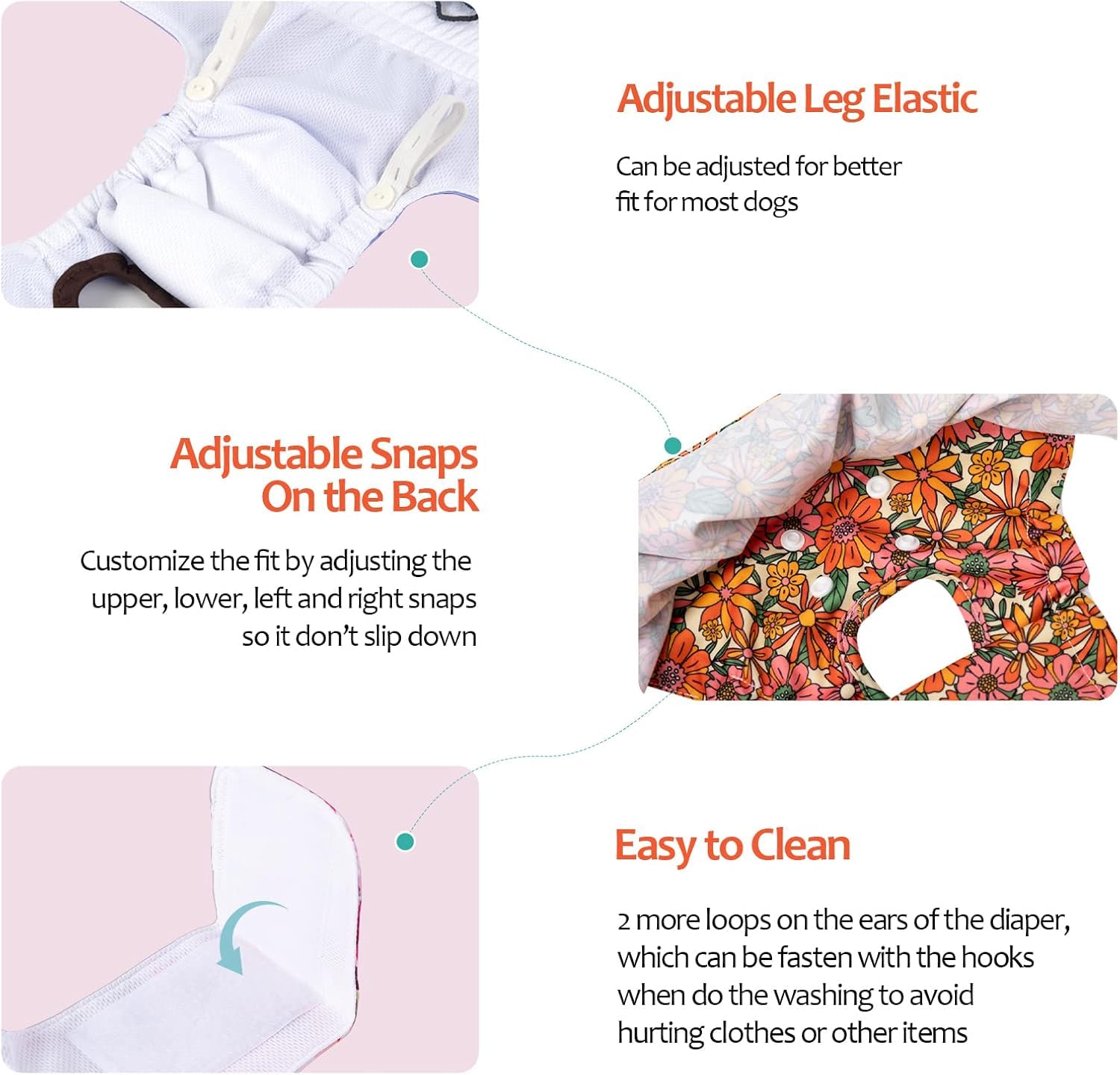 Cutebone Female Dog Diapers With Skirts 3 Pack Reusable Puppy Dresses Pants For Heat Cycle Period Qbd12L