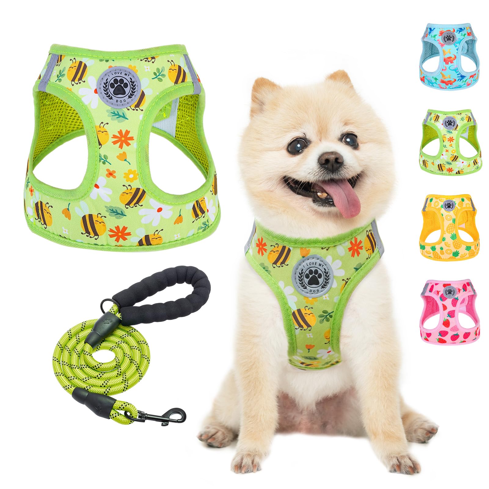 BEAUTYZOO Dog Harness and Leash Set for Small Medium Dogs,No Pull Step-in Harness for Puppy S M Sized Dogs and Cats,Air Mesh Adjustable Breathable Soft No Choke Escape Proof Vest Harnesses,Pink XS