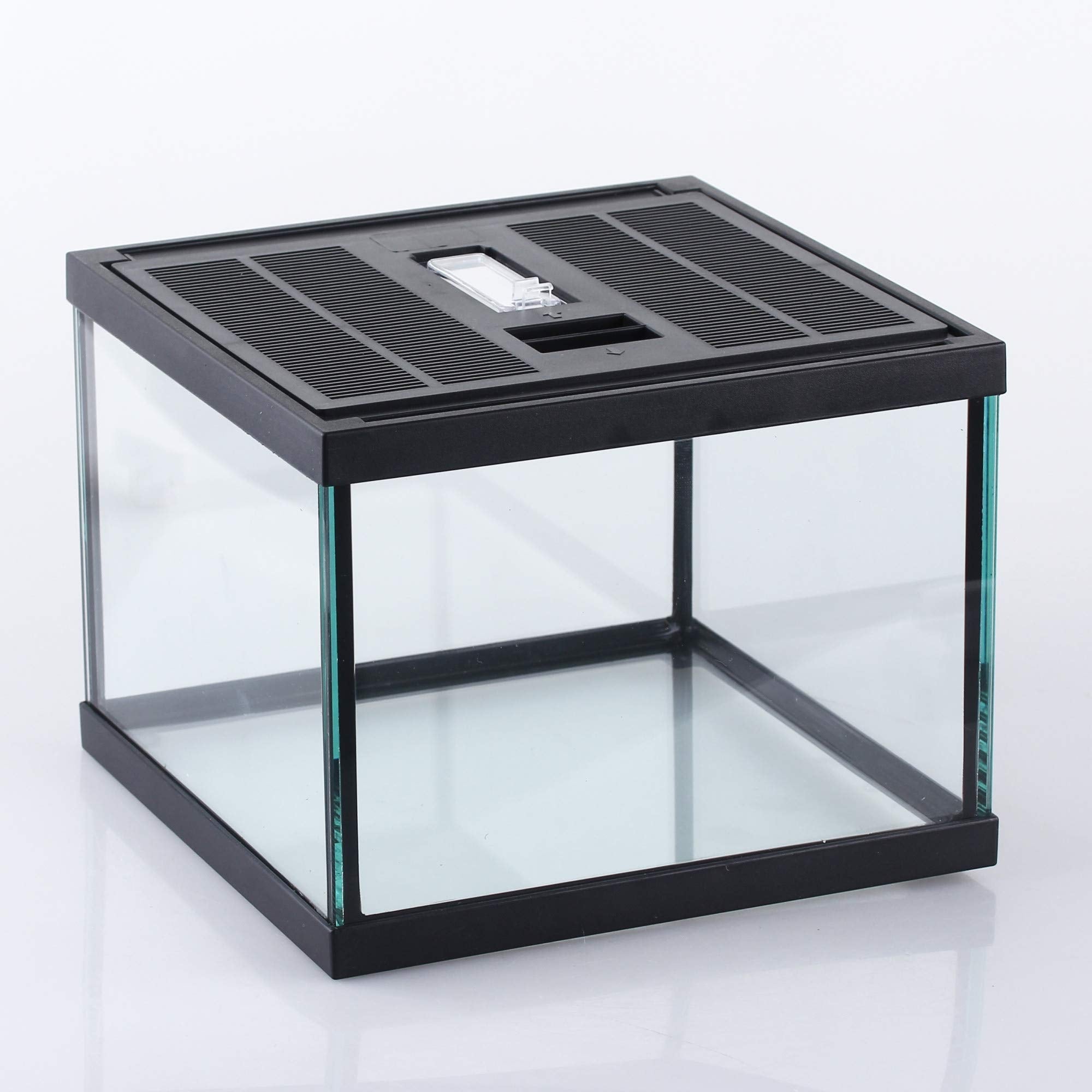 Crapelles Reptile Amphibians Tank, 7.8X7.8X5.9 Inches Terrarium Glass Box For Small Pet, Ventilation Transparency Clearly Visible Habitat