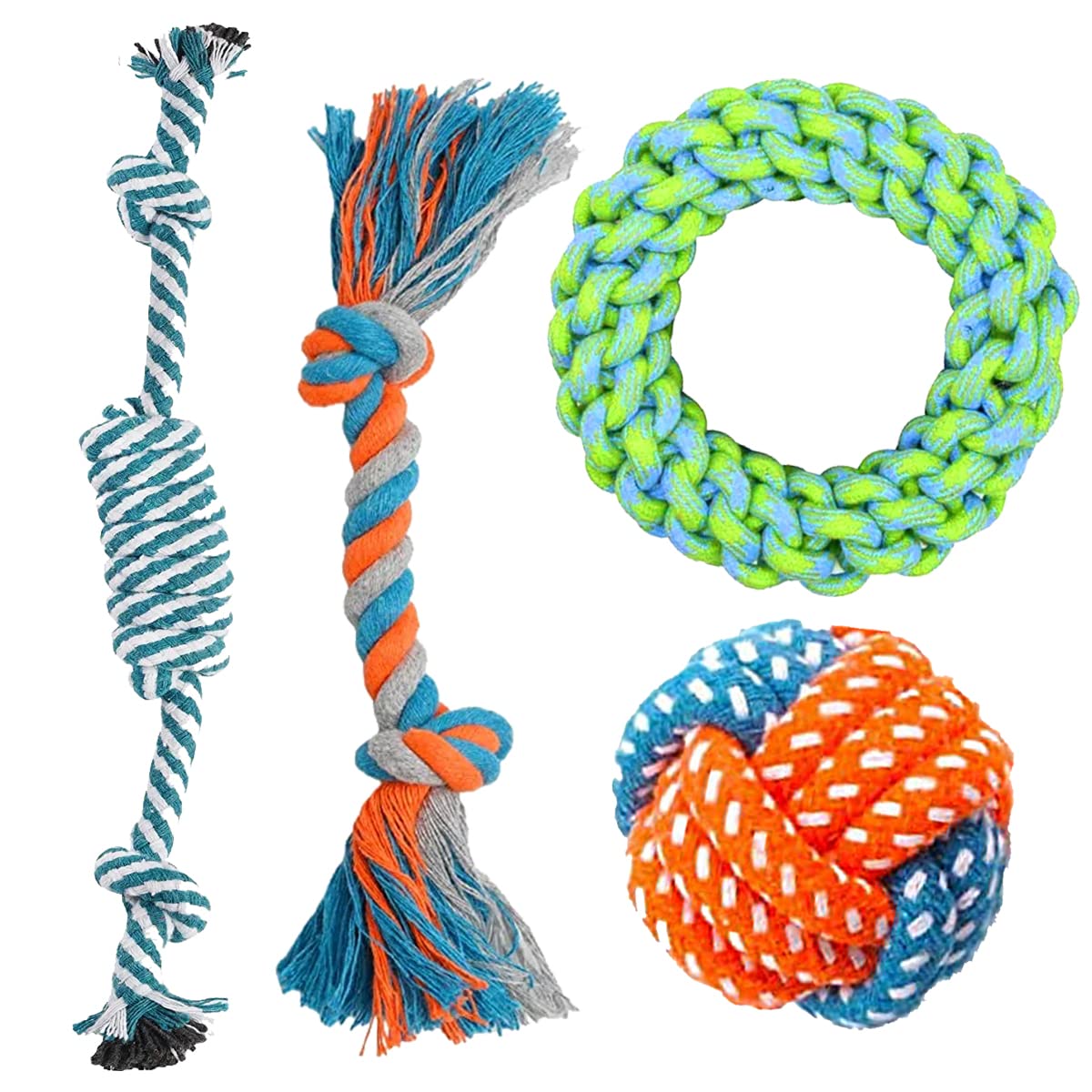 Youhavedeal 4 Pack Luxury Dog Toys For Teething Small To Large Dogs, Cute Puppy Chew Toys With Rope Toys, Color May Vary
