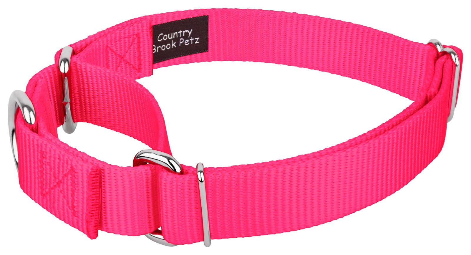 Country Brook Petz - Hot Pink Martingale Heavy Duty Nylon Dog Collar - 21 Vibrant Color Options (3/8 Inch Width, Mini)