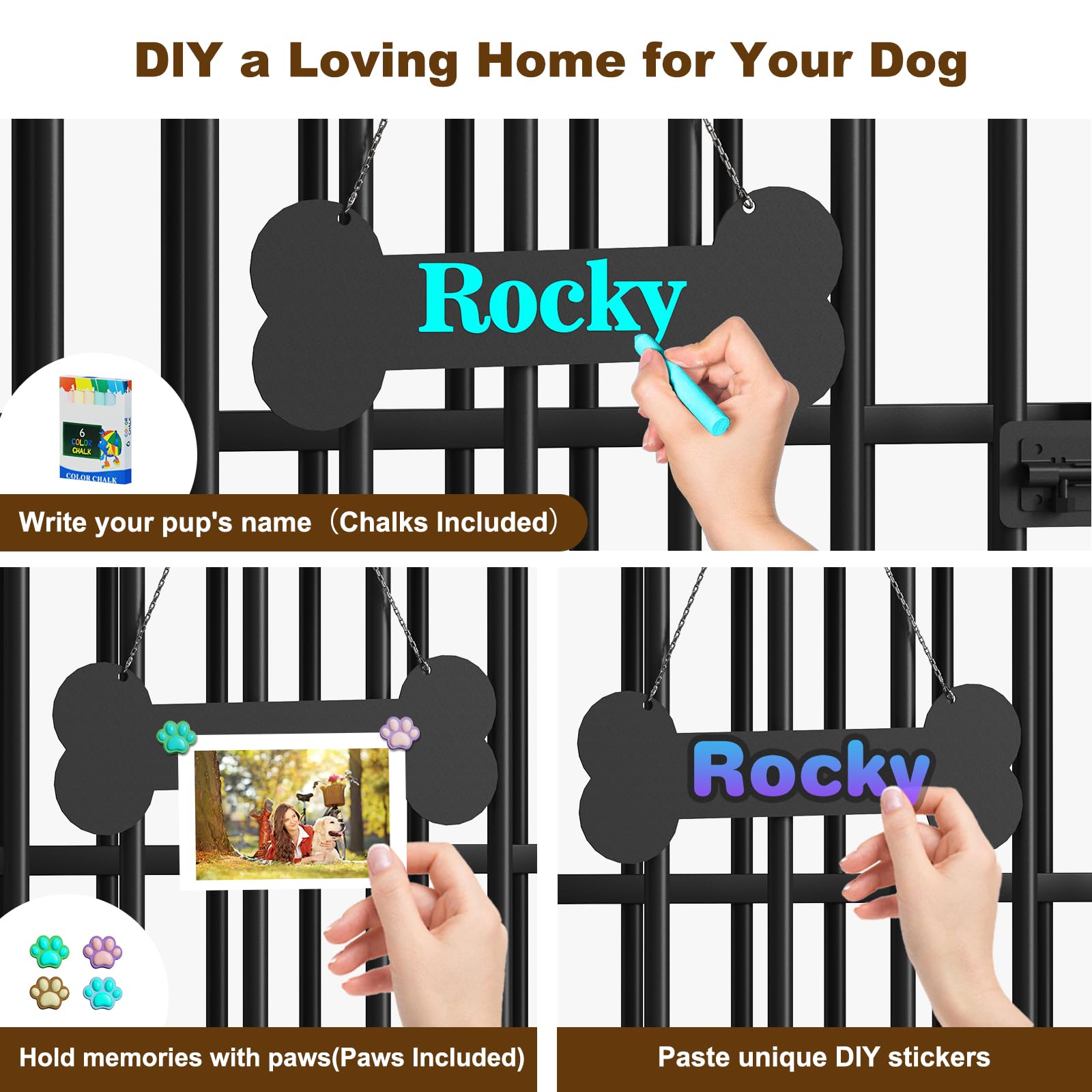 Easycom 43 Dog Crate Furniture Foldable, No Assembly Decorative Dog Kennel Indoor, XL Dog Crates for Large Dogs (60-80 lbs), Woo