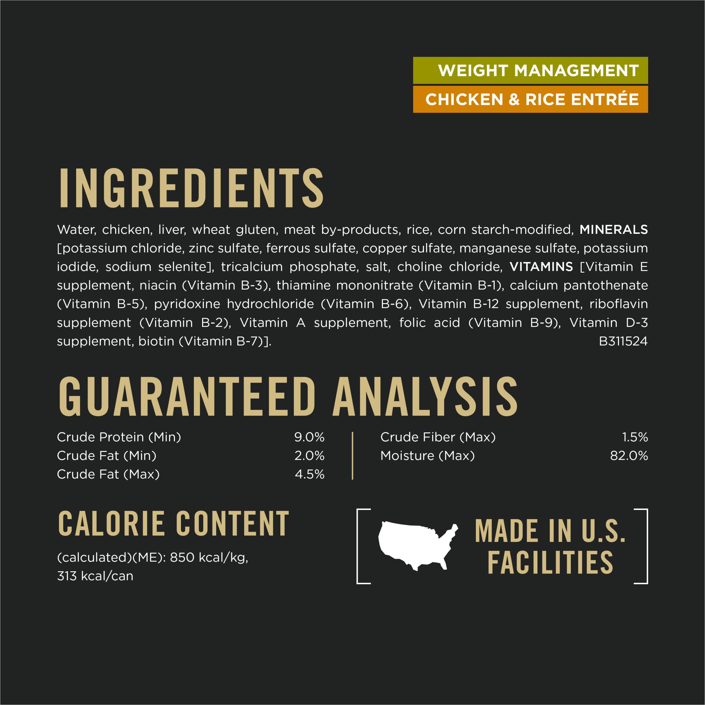 Purina Pro Plan Weight Management Wet Dog Food Chicken and Rice Entr  e in Gravy - (Pack of 12) 13 oz. Cans