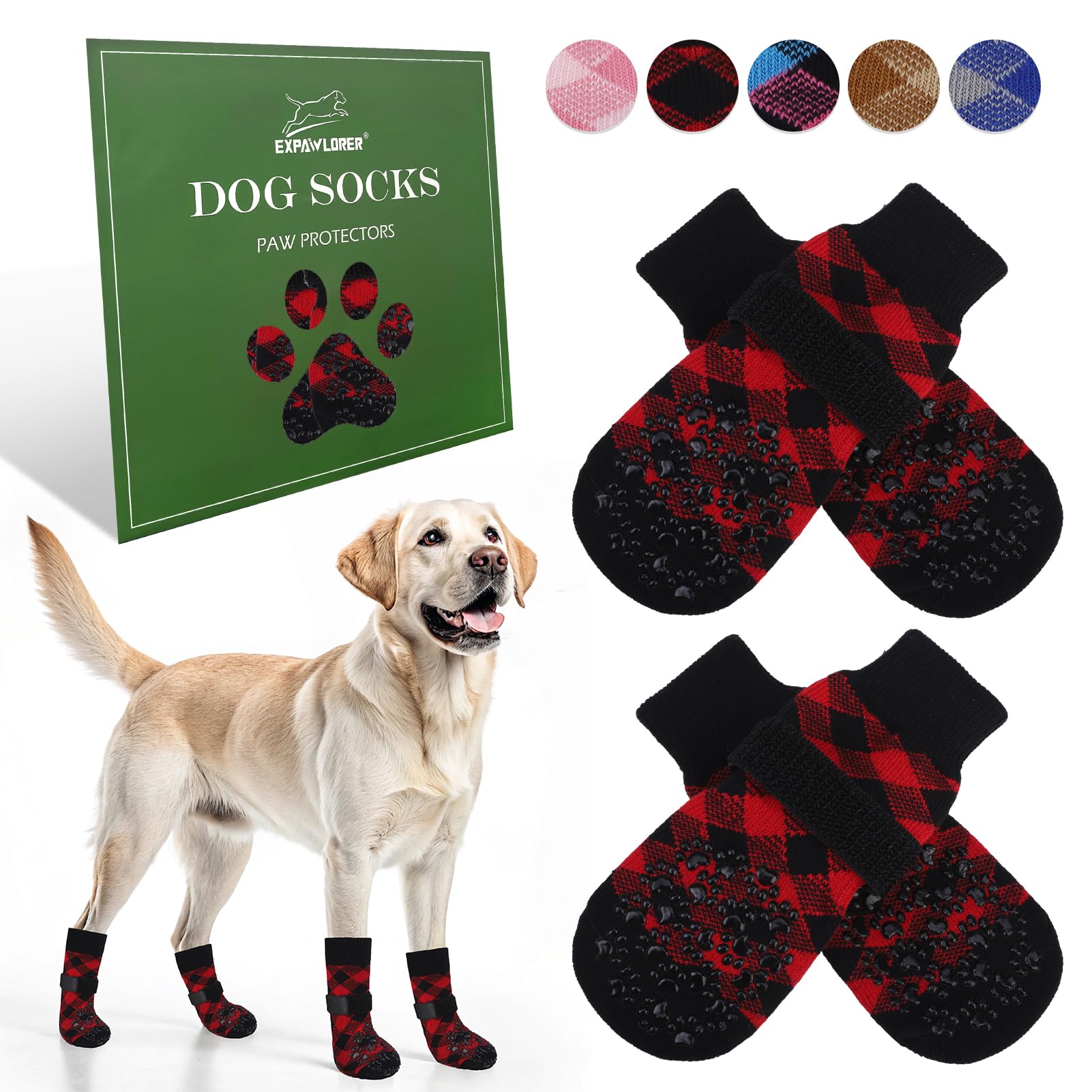 Expawlorer Dog Socks To Prevent Licking Paws, Dog Shoes For Hot Pavement, Anti Slip Dog Booties For Hardwood Floors, Dog Boots &