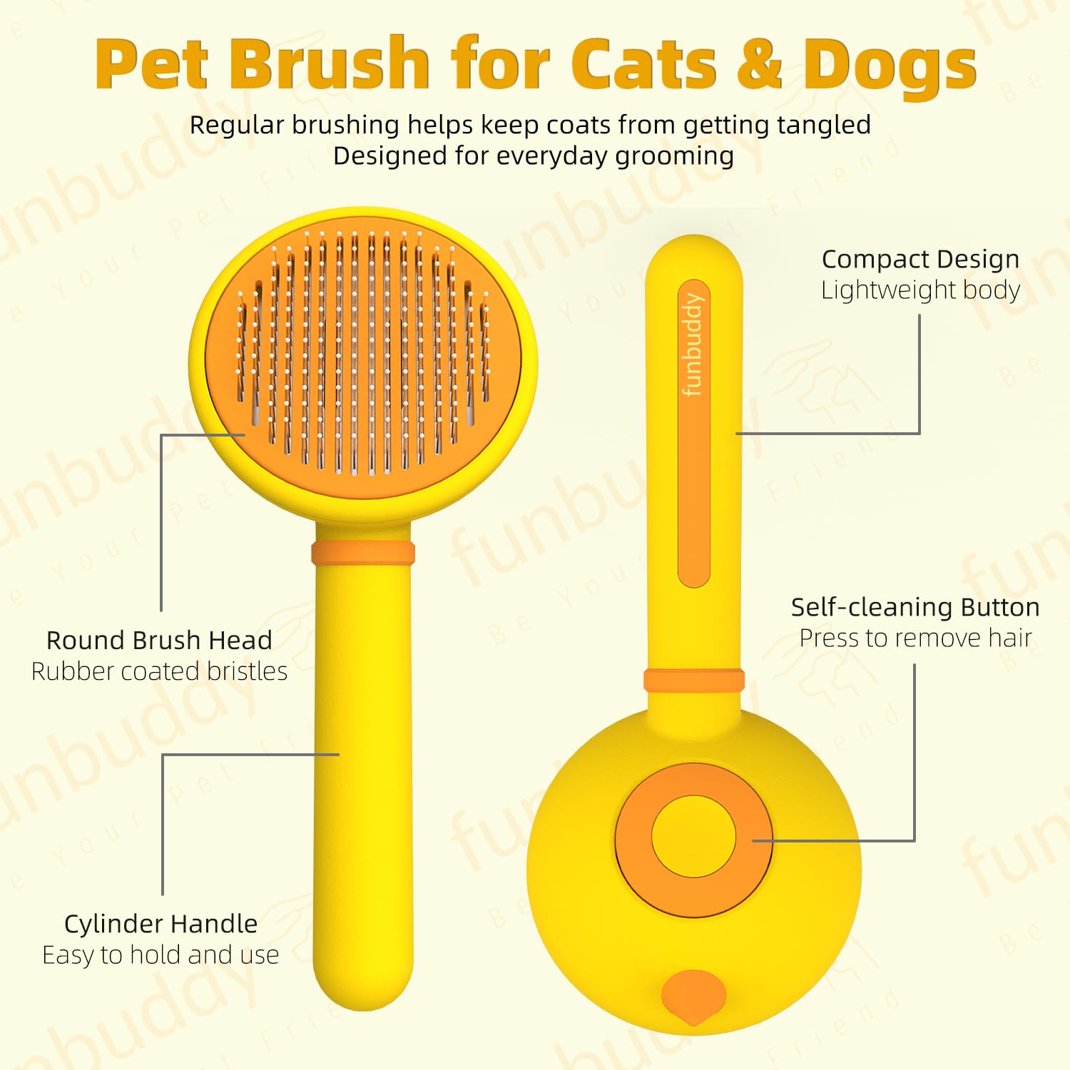 Cat Brush for Shedding, Self-Cleaning Slicker Brush for Indoor Cats, Gently Remove Loose Fur, Pet Grooming Massage Deshedding To