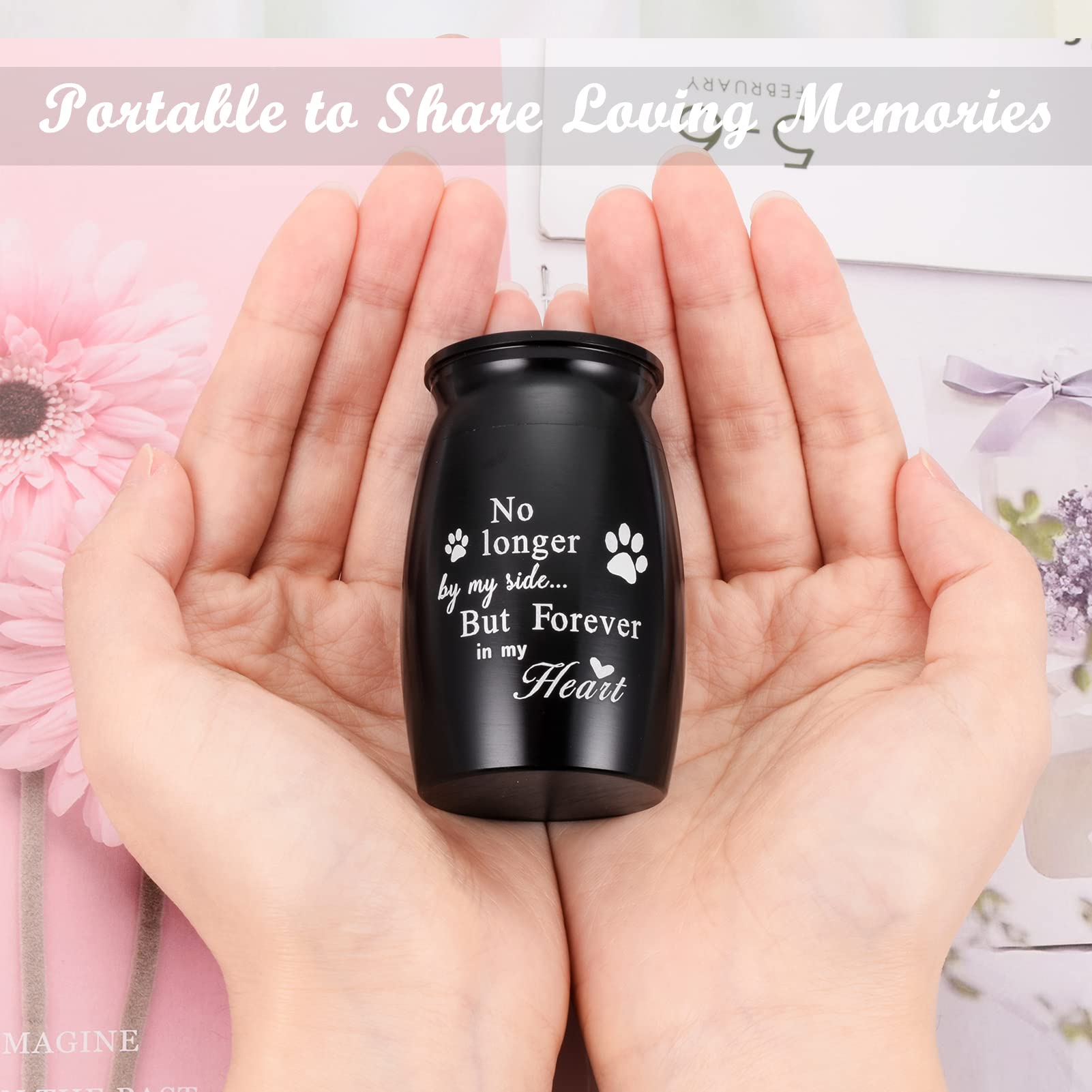 Xiuda 2.8 Inches Mini Pet Memorial Small Urns For Dog And Cat Ashes, Stainless Steel Cremation Urn, Pet Paw Print Keepsake Urn F