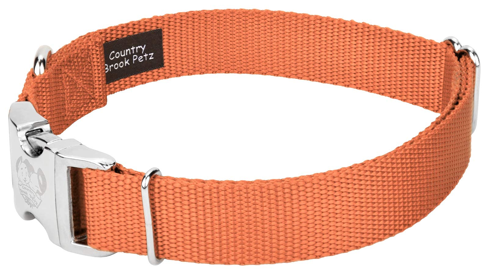 Country Brook Design - Vibrant 30+ Color Selection - Premium Nylon Dog Collar With Metal Buckle (Small, 3/4 Inch, Coral)