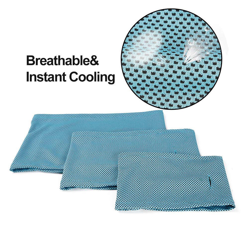 Delifur Dog Instant Cooling Bandana Pet Breathable Scarf Cats Ice Collar For Summer (Blue, M)